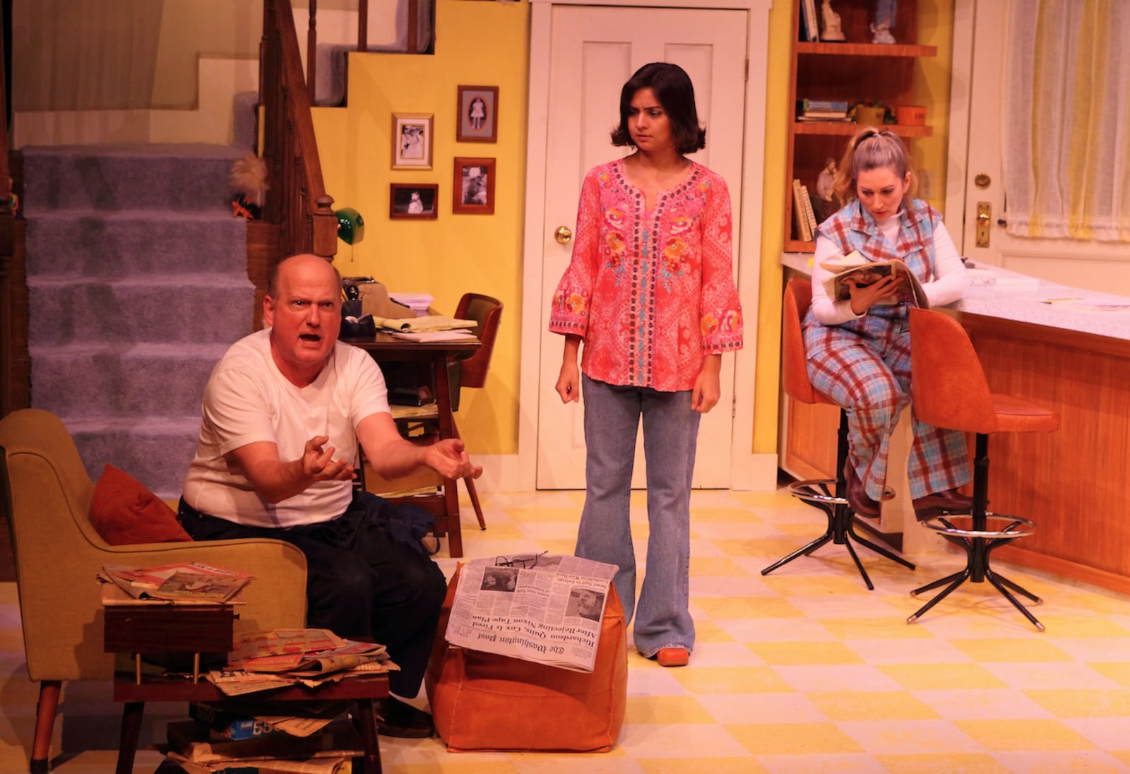 left to right: Jason Podplesky (Mike O'Shea), Cecily Dowd (Linda O'Shea) and Mierka Girten (Terri Carmichael) in the Human Race Theatre Company's production of "Incident at Our Lady of Perpetual Help." PHOTO BY SCOTT J. KIMMINS