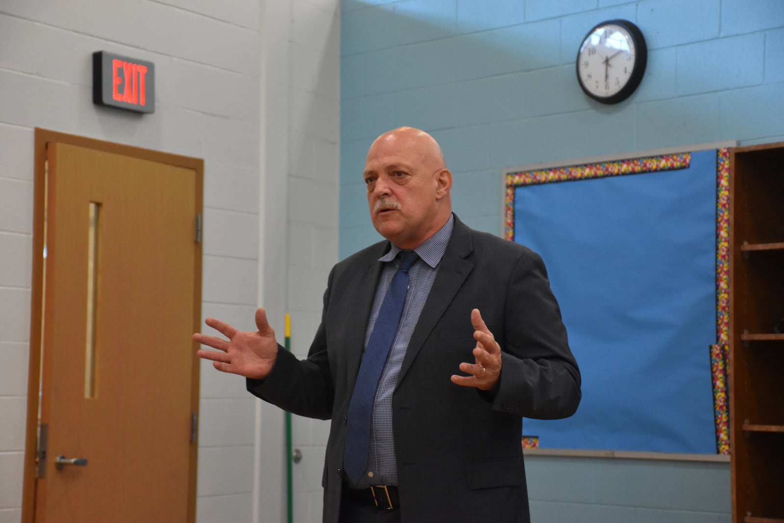 Dayton police Major Paul Saunders, commander of the Dayton Police Department’s support services division, talks about a new proposed police station in West Dayton. CORNELIUS FROLIK / STAFF