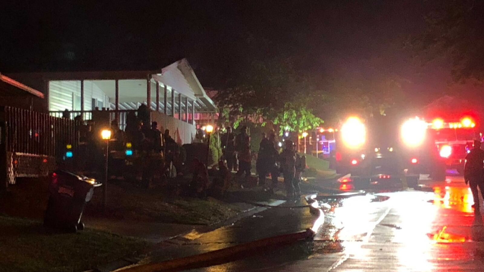 Fire crews on scene of a deadly fire at the Princeton Crossing mobile home park. WCPO-TV PHOTO BY ADAM SCHRAND