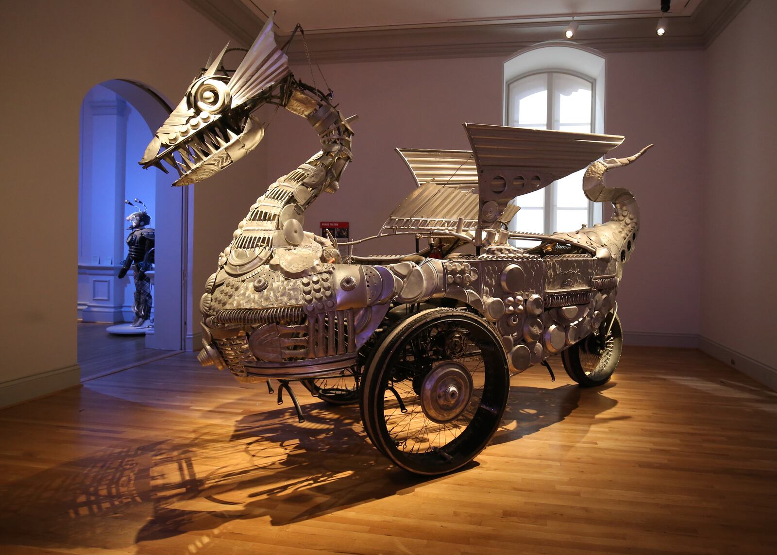 “No Spectators: The Art of Burning Man” was produced in collaboration with the Burning Man Project, the nonprofit organization responsible for producing the annual Burning Man event in Black Rock City, Nevada, and is a traveling Smithsonian exhibit that will be on view at the Cincinnati Art Museum in 2019. Duane Flatmo, Tin Pan Dragon, 2006. Photo by Libby Weiler