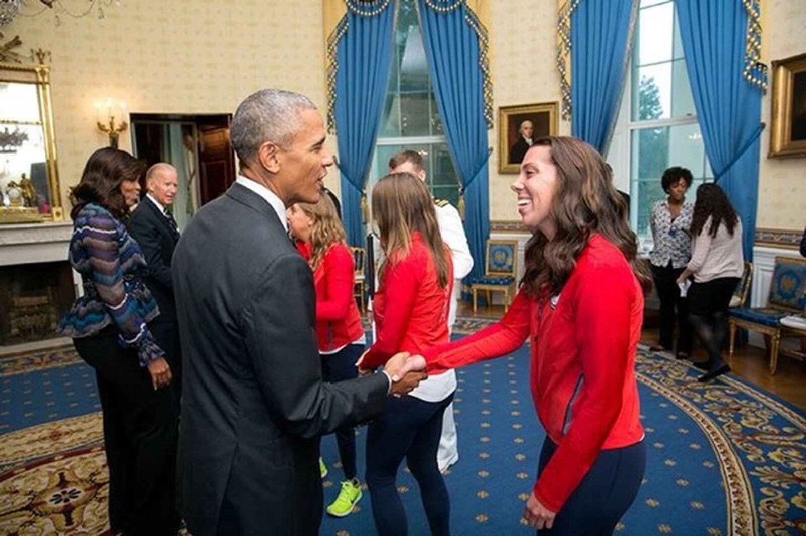 Paralympic gold medalist Grace Norman meets former President Obama last September at the White House. Official White House Photo by Lawrence Jackson