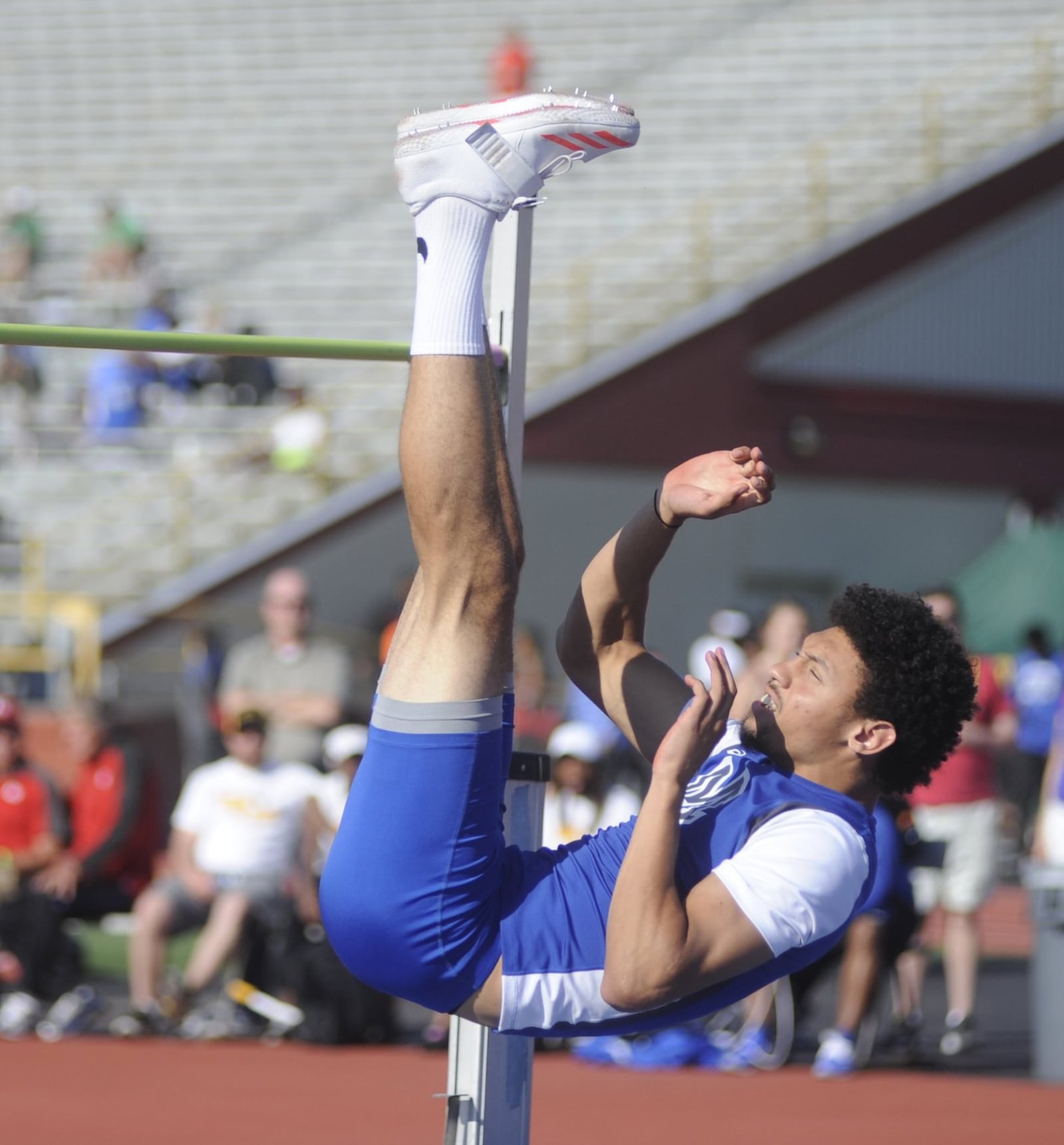 Miamisburg junior Tyler Johnson was fourth in the high jump during the D-I regional track and field meet at Dayton’s Welcome Stadium on Friday, May 26, 2017. MARC PENDLETON / STAFF