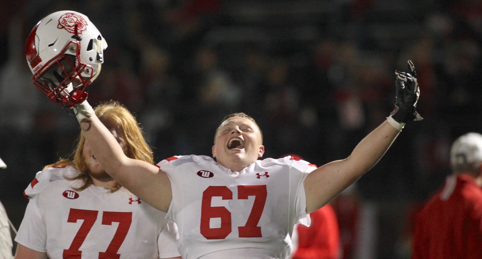 Wittenberg's Kai Kremer celebrates a victory over Denison on Saturday, Sept. 29, 2018, at Deeds Field in Granville.