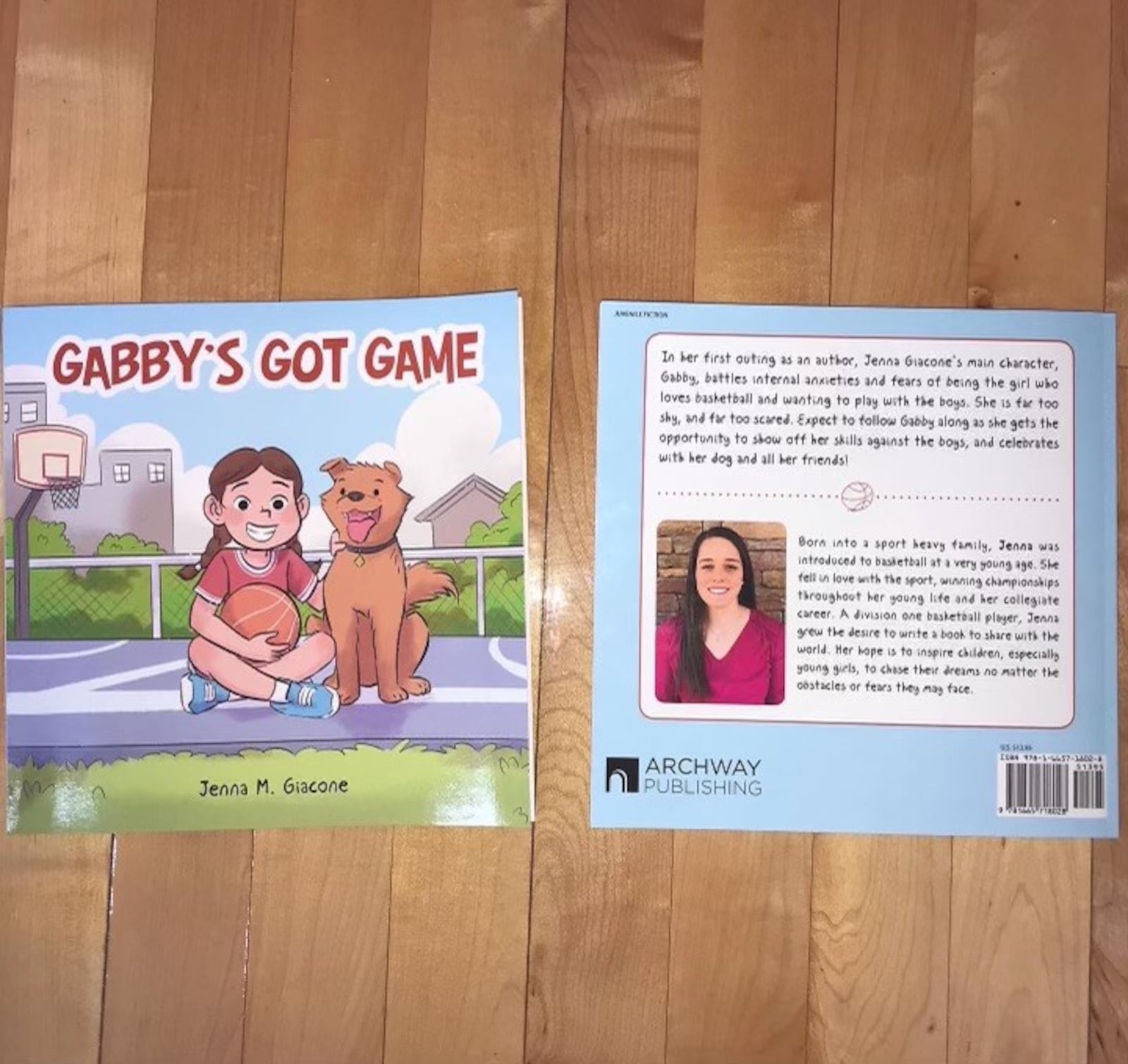 University of Dayton women's basketball player Jenna Giacone and the children's book she wrote, "Gabby's Got Game." CONTRIBUTED