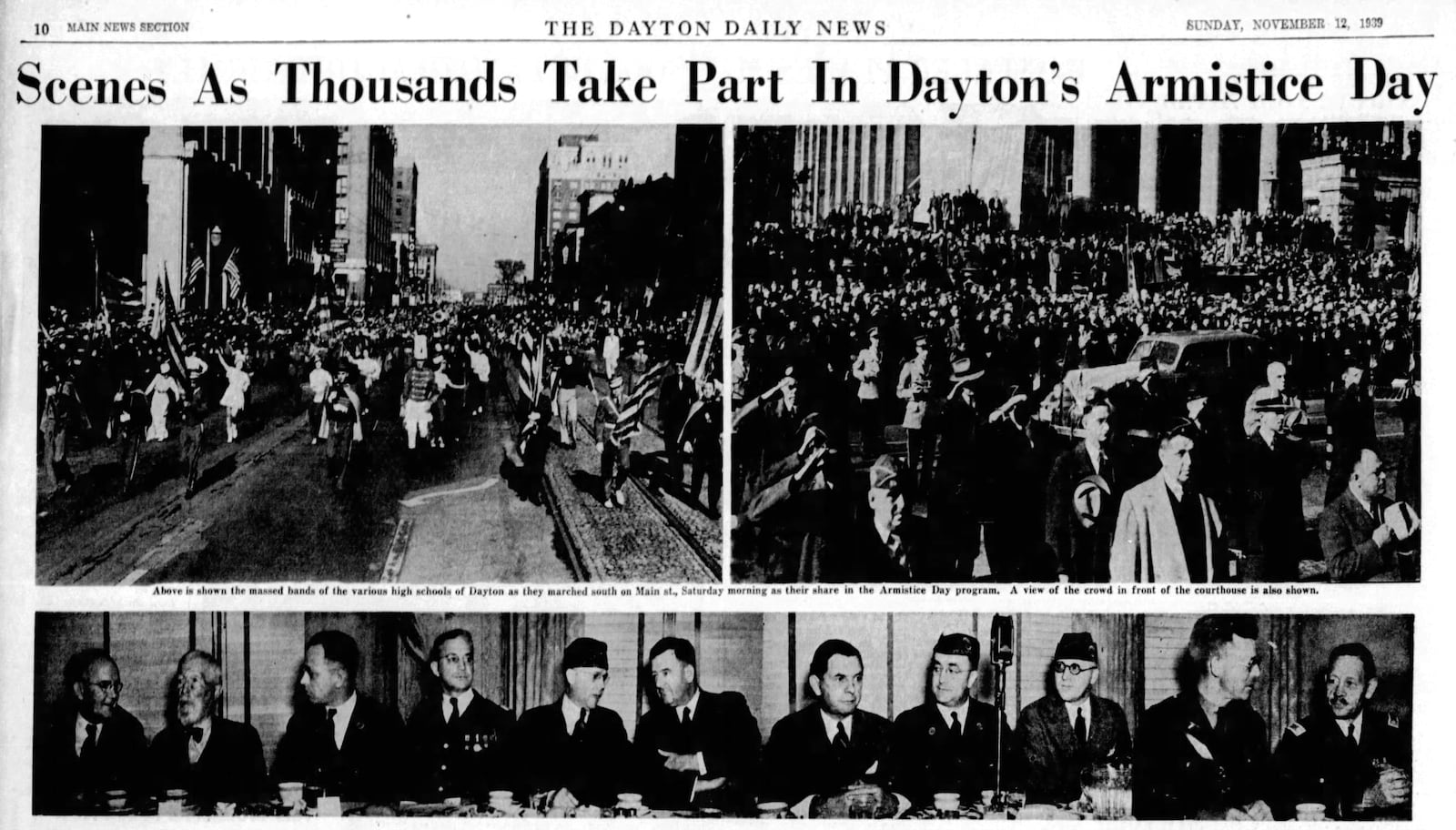 Nov. 12, 1939: Armistice Day dedicated to peace. DAYTON DAILY NEWS ARCHIVES