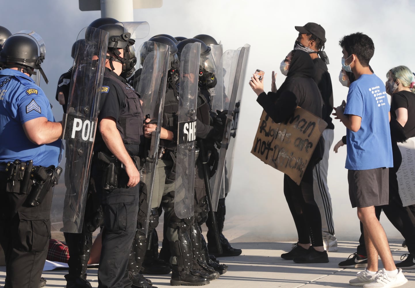 PHOTOS: Protesters, police clash Saturday night in downtown Dayton