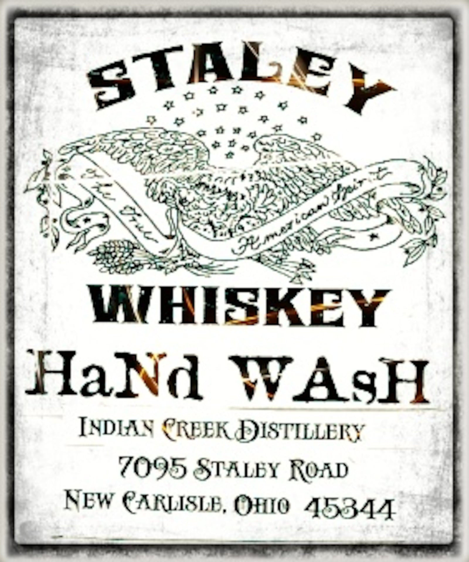 The label for Indian Creek Distillery's hand sanitizer