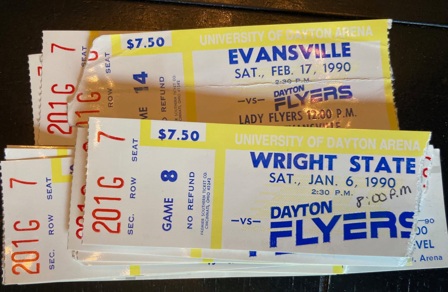 Dayton Flyers ticket stubs