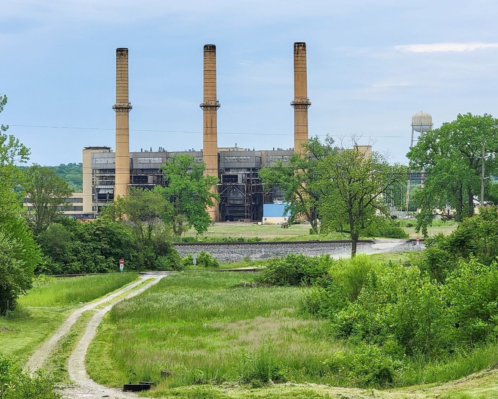 The three tall smokestacks at the now-closed, 1940s-era Hutchings Station power plant are slated to be torn down Friday, June 14. CONTRIBUTED