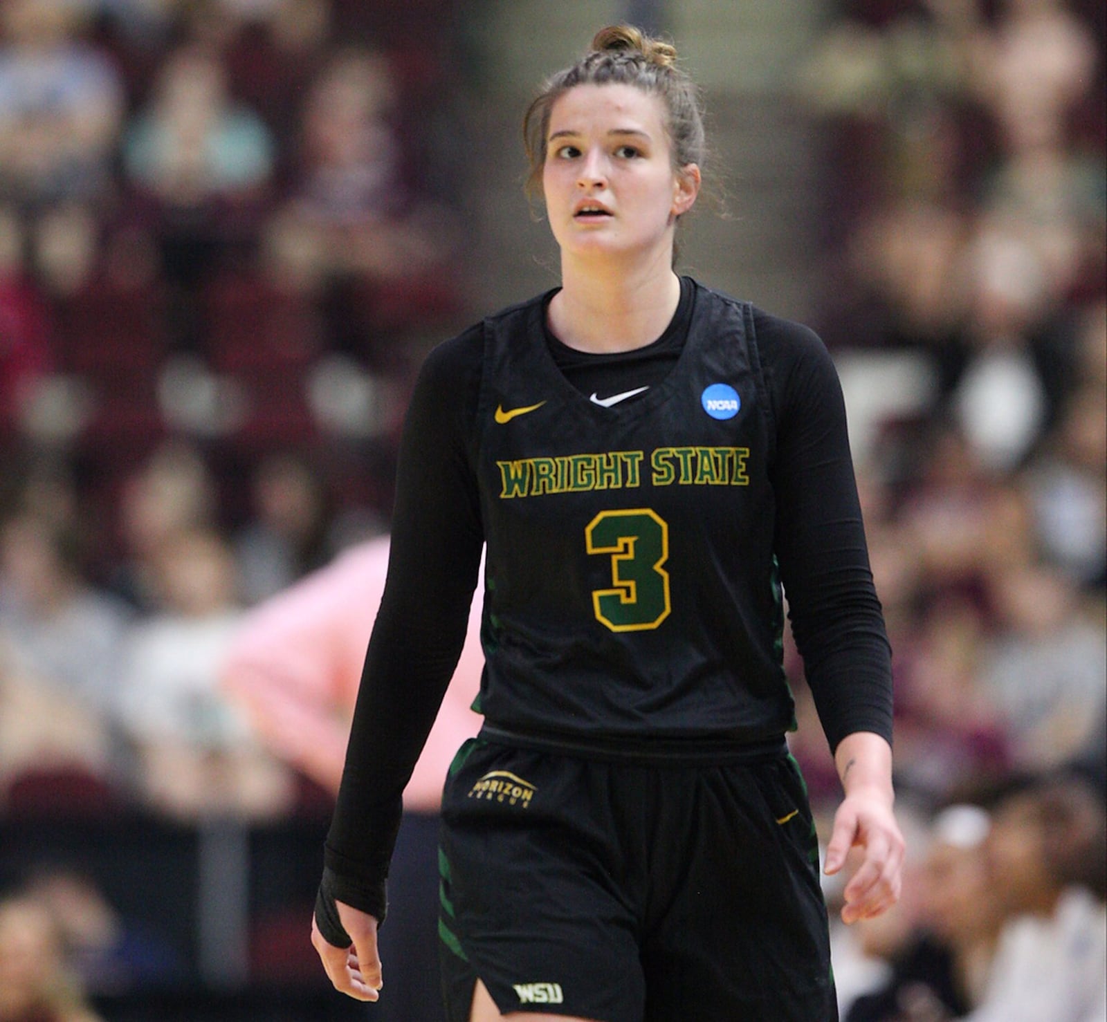 Wright State’s Emily Vogelpohl during Friday’s NCAA Tournament game vs. Texas A&M. Robert Franklin/CONTRIBUTED