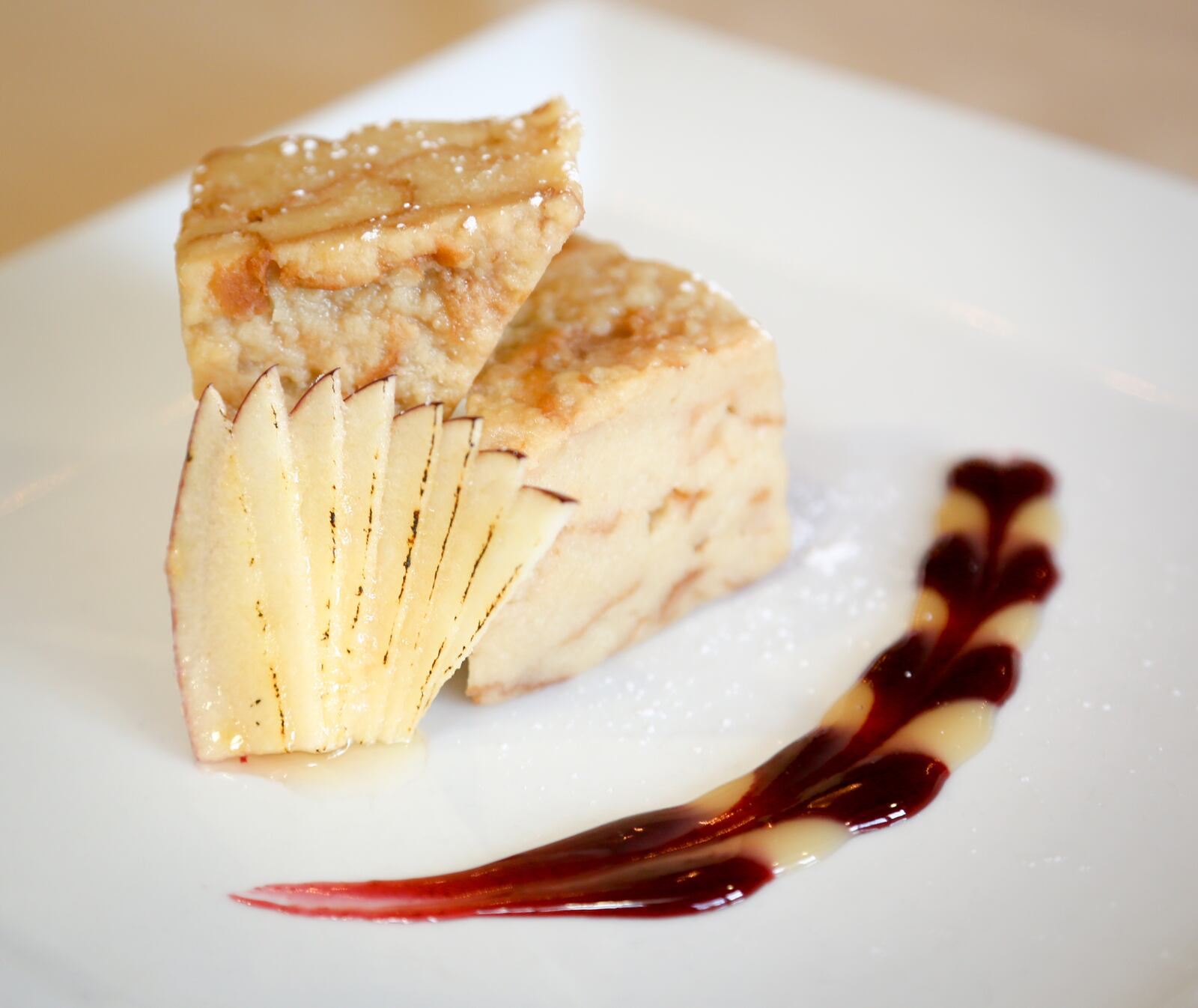 Bread Pudding with apples and caramel sauce at the Coach House Tavern & Grille in Hamilton. 