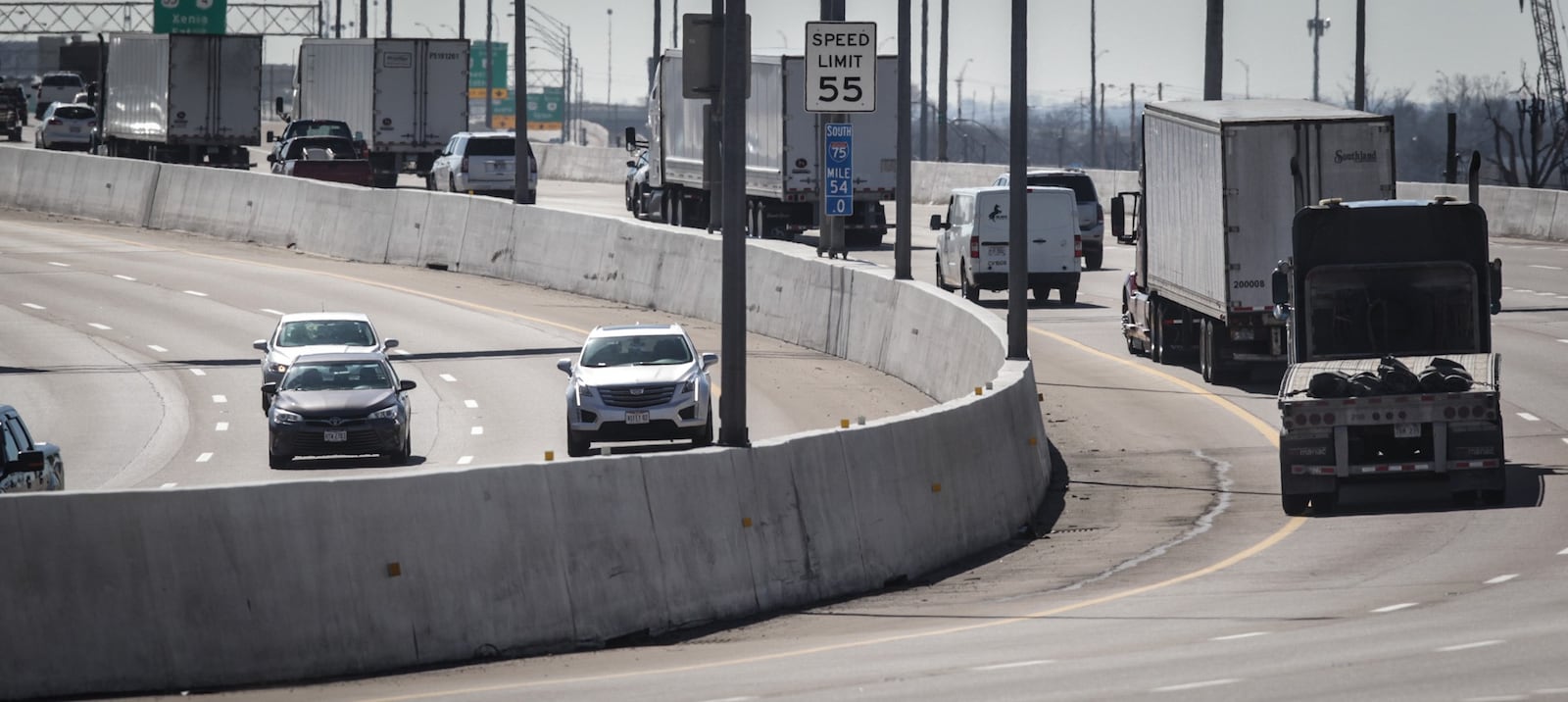 Vehicles roll into Dayton's on the busiest highway Wednesday March 3, 2021. The pandemic put an end to six consecutive years of traffic growth on Interstate 75, but officials think traffic volumes will soon rebound on Dayton’s busiest freeway.