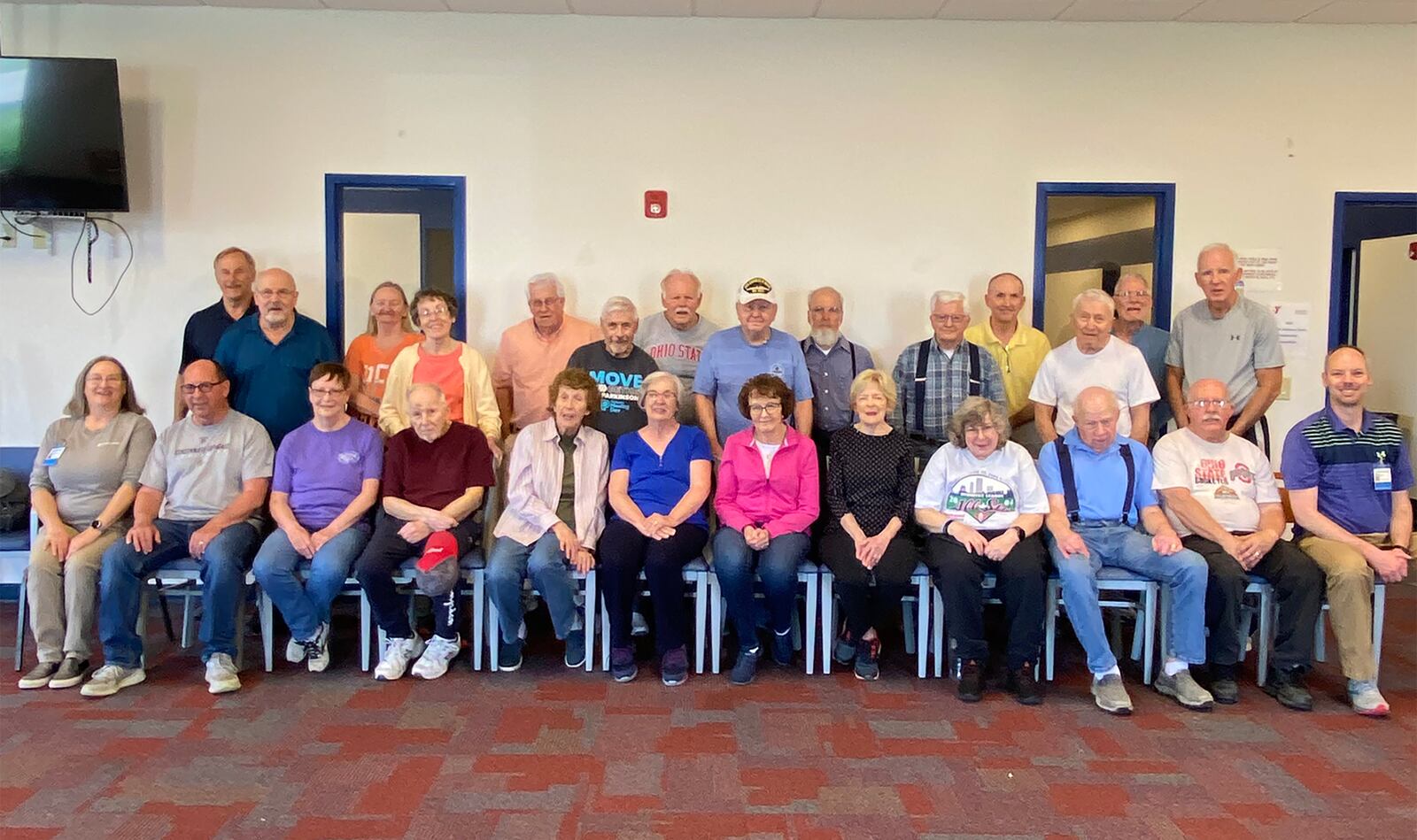 The Parkinson's Disease support group, founded by Jim and Mindy Drake, meets once a month in TIpp City. Among the members on the front row, left to right, are (L-R) Joyce Kasti, James Barlage, Nancy Kopp, Keith Humphreys, Patricia Eichhorn, Doris Barhorst, Teresa Kirchner, Patricia Wood, Jill Rarick, Kent Aufdemkampe, Melvin Ward, Paul Kremer

On the back row, left to right, are: Back Row (L-R): James Meckstroth, Burl Ridgeway, Sharen Lenhart, Karen Osting, David Fuller, Doug Benson, Jerry Limpach, James Thompson, Roger Rapp, Patrick Jenkins, Mark Schultz, Richard Moran, Joseph Leffler, Bernard Maxwell. 