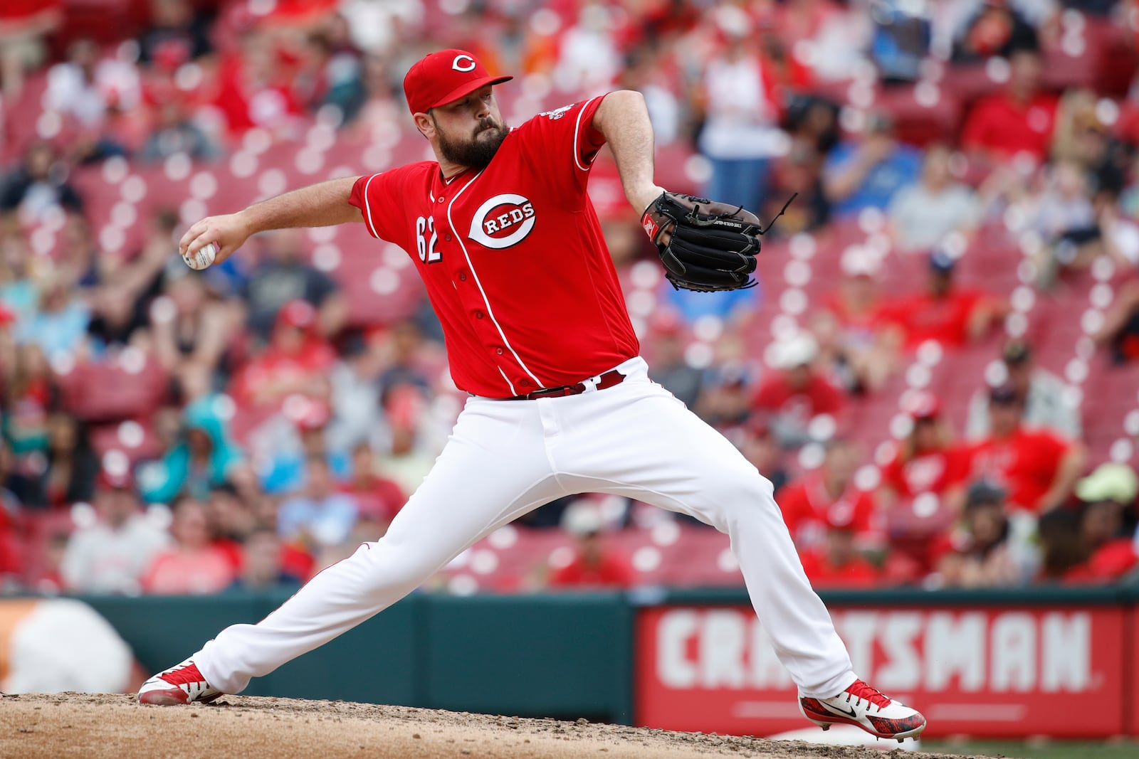 CINCINNATI, OH - JULY 22: Jackson Stephens #62 of the Cincinnati Reds pitches in the sixth inning against the Pittsburgh Pirates at Great American Ball Park on July 22, 2018 in Cincinnati, Ohio. The Pirates won 9-2. (Photo by Joe Robbins/Getty Images)