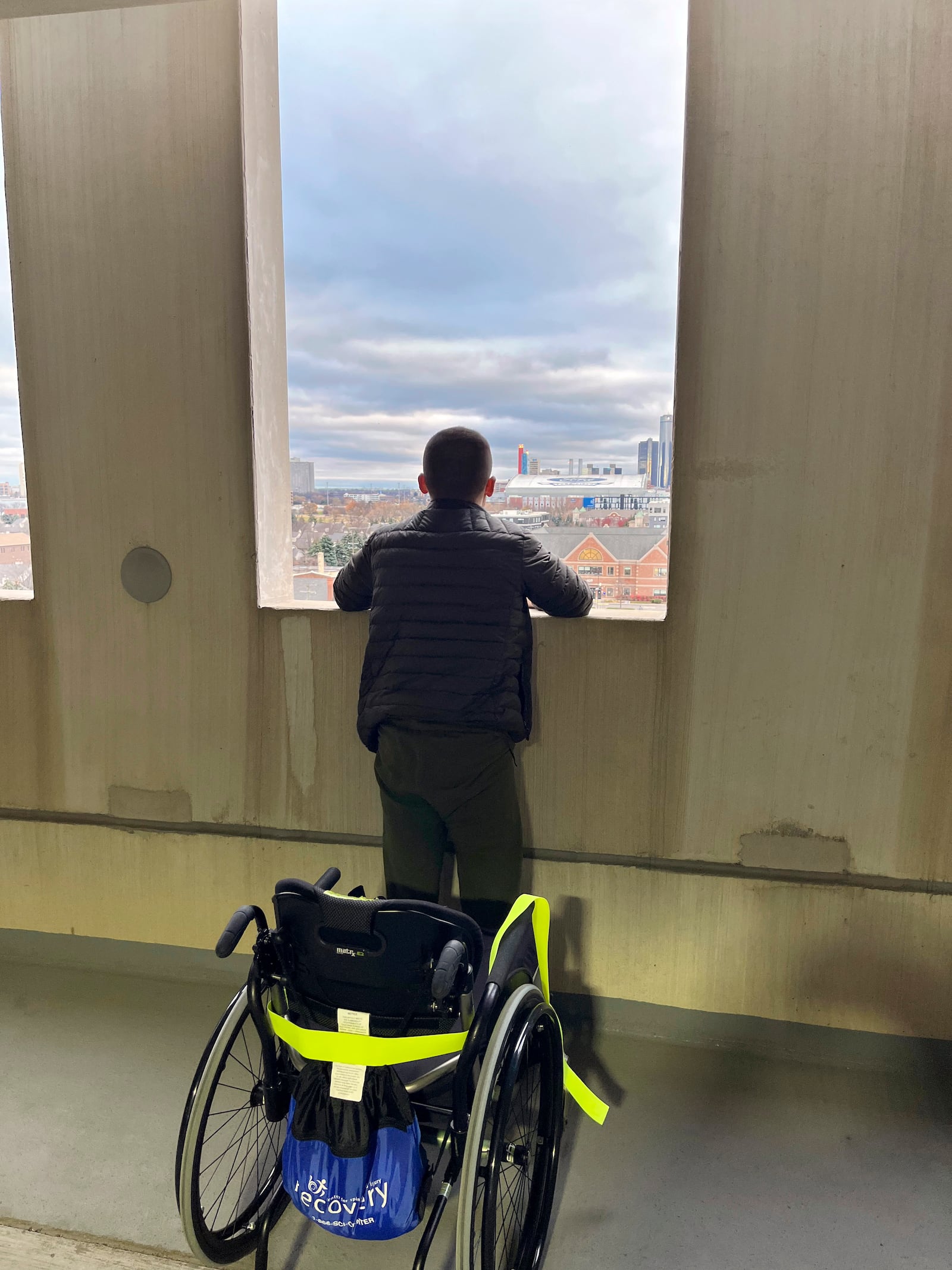 Jacob Rinehart looks towards Ford Field on Nov. 17, 2023, in Detroit. (Audrey Cox via AP)