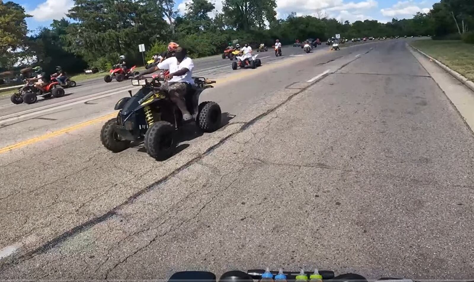 A large pack of ATVS, dirt bikes and motorcycles drove all over Dayton and some other local communities on Sept. 3, 2023. This is an image taken from a YouTube video uploaded by one of the ATV riders. CONTRIBUTED