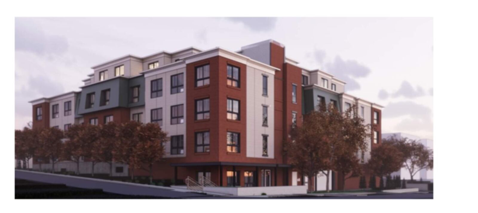 An artist's rendering of the planned Cambridge House Apartments II, from the southwest. Courtesy of Dublin Capital Group