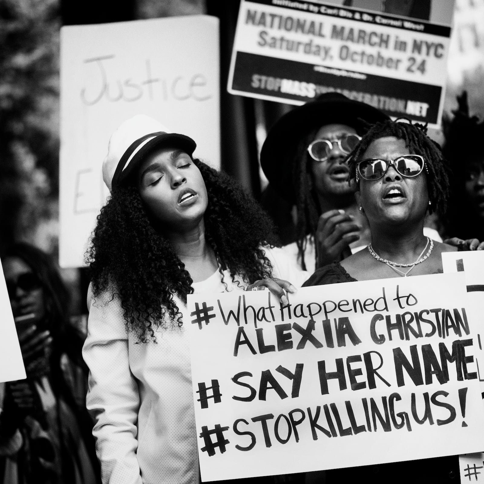 “Say Her Name’’ protest, artist Janelle Monae and Wondaland Records members perform “Hell You Talmbout’’ protest song, Atlanta. GA. is on exhibit in “Reckoning: Protest. Defiance. Resilience.” PHOTO/ COLLECTION OF THE SMITHSONIAN NATIONAL MUSEUM OF AFRICAN AMERICAN HISTORY AND CULTURE, GIFT OF SHEILA PREE BRIGHT, © SHEILA PREE BRIGHT
