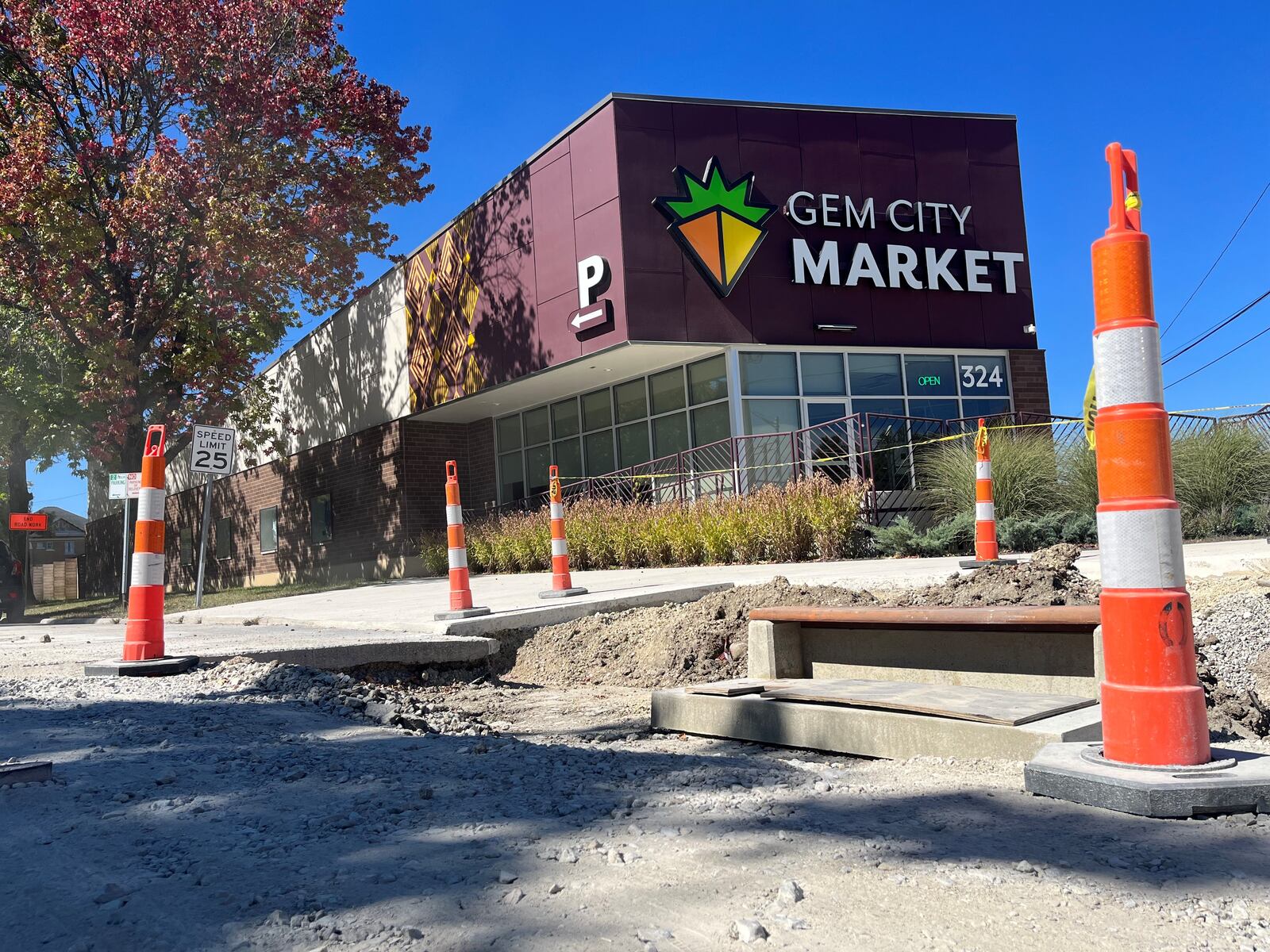 Road construction outside of the Gem City Market, located at 324 Salem Ave. in northwest Dayton. CORNELIUS FROLIK / STAFF