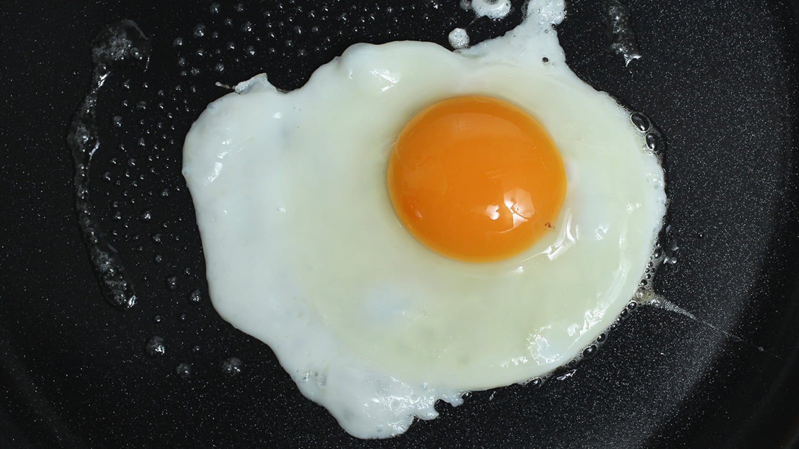 In this photo illustration, an egg bought in a supermarket fries in a frying pan. To prevent salmonella, consumers should thoroughly cook food. (Photo by Sean Gallup/Getty Images)