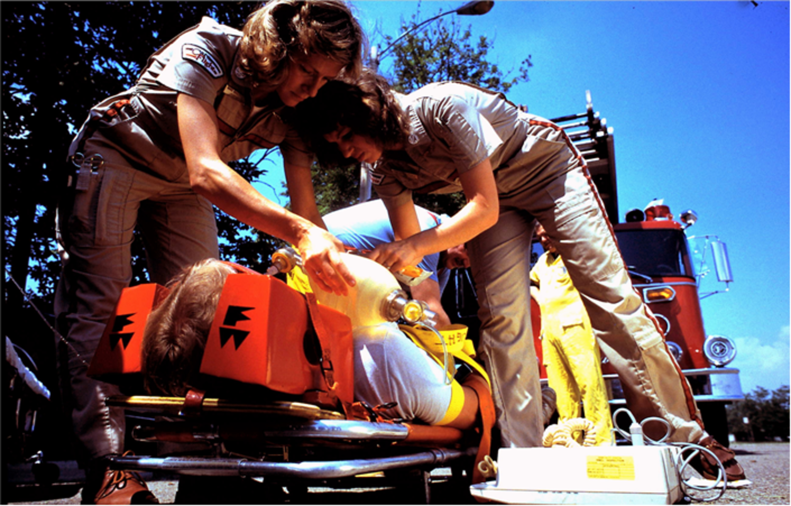 Candy Skidmore and her colleague working in the field in the 1980s. Skidmore is retiring after 40 years with Premier Health, with the last decade spent as Premier Health’s vice president of emergency and trauma services, and an administrator for CareFlight. Skidmore joined what is now Premier Health in the 1980s and began as a flight nurse in 1983. COUTRESY OF PREMIER HEALTH