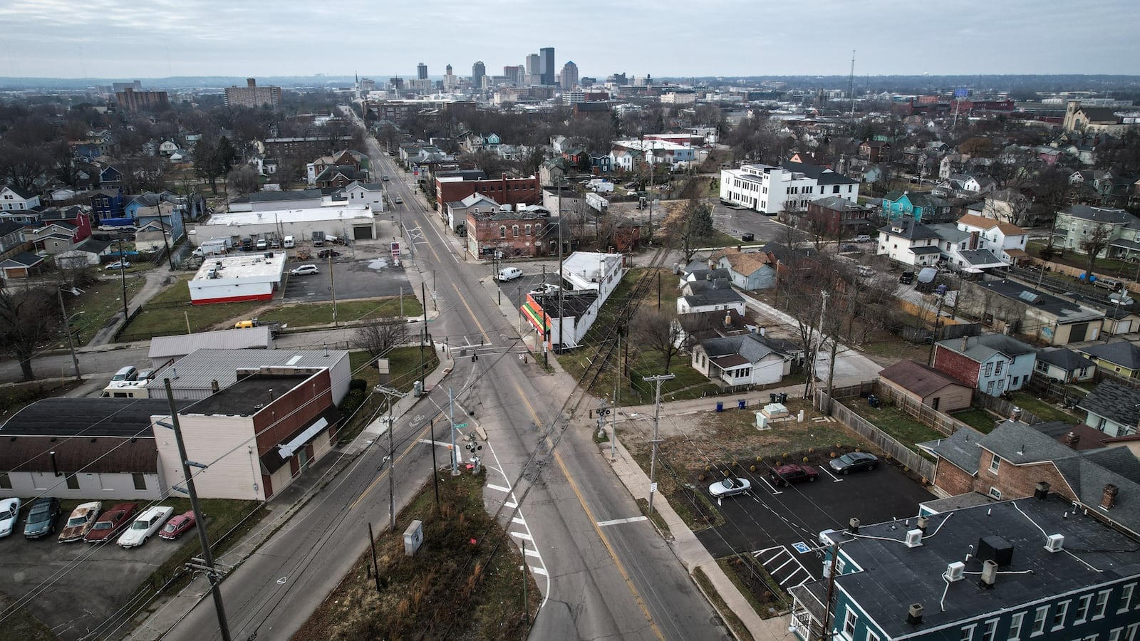 The out-of-service Norfolk Southern rail line that runs on Dayton's eastside, near the Oregon District, crosses Fifth Street and follows Hamilton Avenue out of town may be turned into a multi-use recreational trail.  JIM NOELKER/STAFF