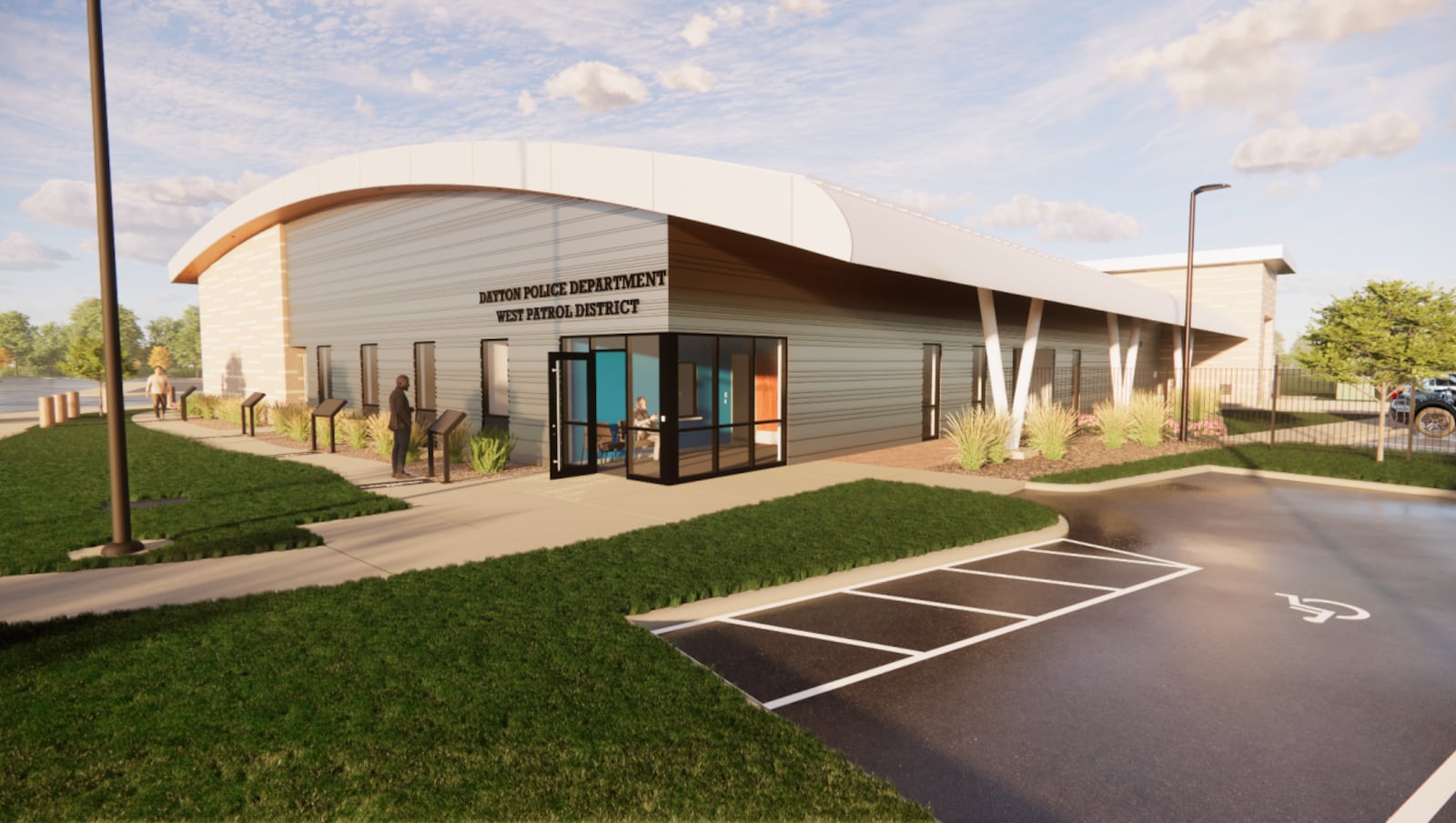 A rendering of the new police station that is going to be built near the intersection of Abbey Avenue and West Third Street in West Dayton. CONTRIBUTED