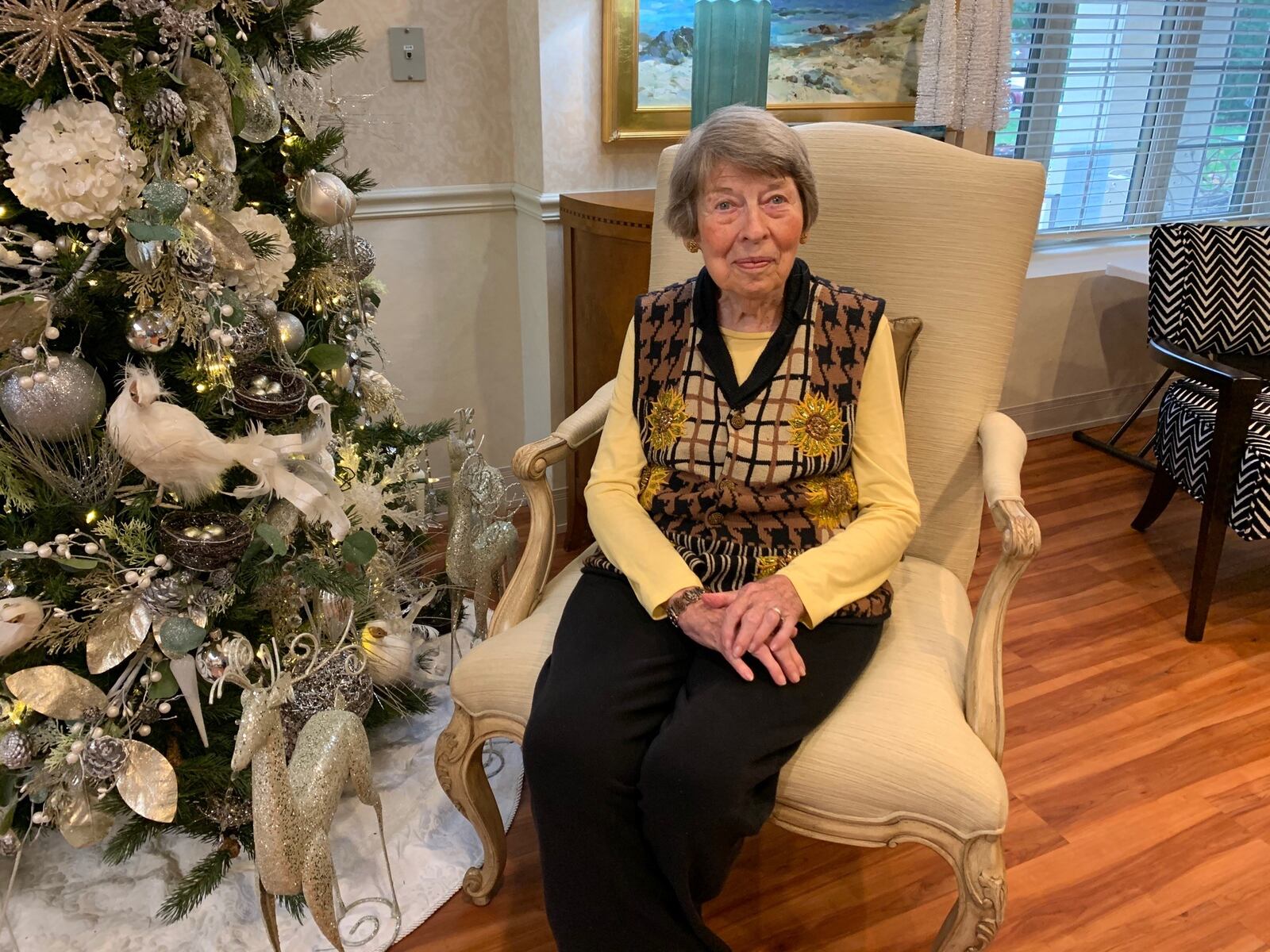 Marge Kirkpatrick, a former Dayton grade school teacher and an assisted living resident at the Walnut Creek Senior Living Campus in Kettering. She spoke to three UD athletes via Zoom: tennis players Will Harper and Pete Schulteis and rower Susie Issenmann. CONTRIBUTED