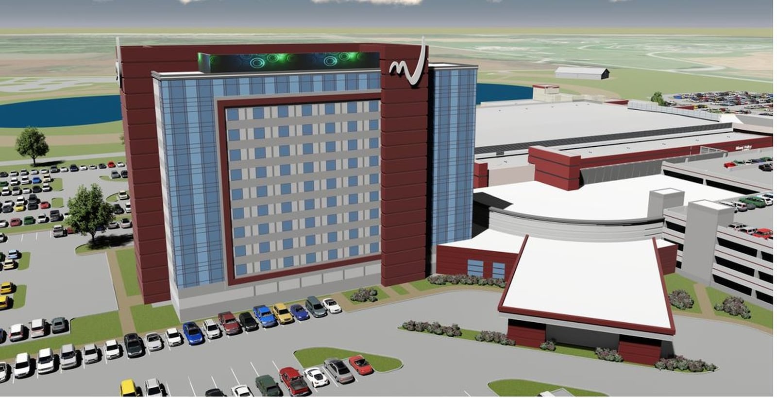 This is a rendering of the view from the west side of the 11-story Miami Valley Gaming Hotel approved by the Warren County commissioners.