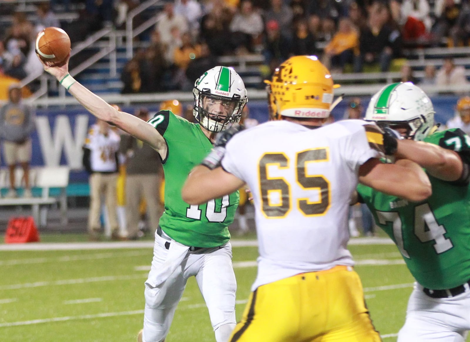 Badin QB Zach Switzer had three TD passes and caught another. Badin defeated visiting Alter 42-7 in a Week 6 high school football game at Virgil Schwarm Stadium on Friday, Oct. 4, 2019. MARC PENDLETON / STAFF