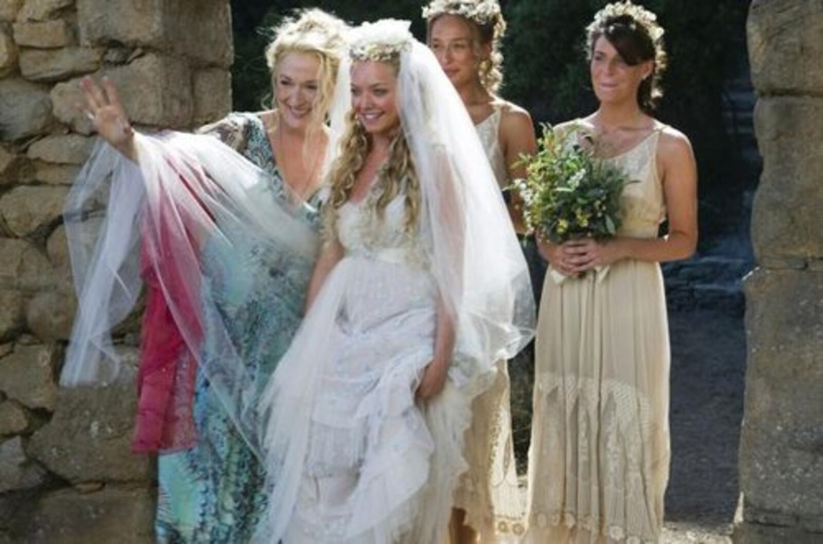 Mamma Mia! starring Meryl Streep, Pierce Brosnan, Colin Firth, Stellan Skarsgard, Julie Walters, Dominic Cooper, Amanda Seyfried and Christine Baranski opens July 18, 2008.