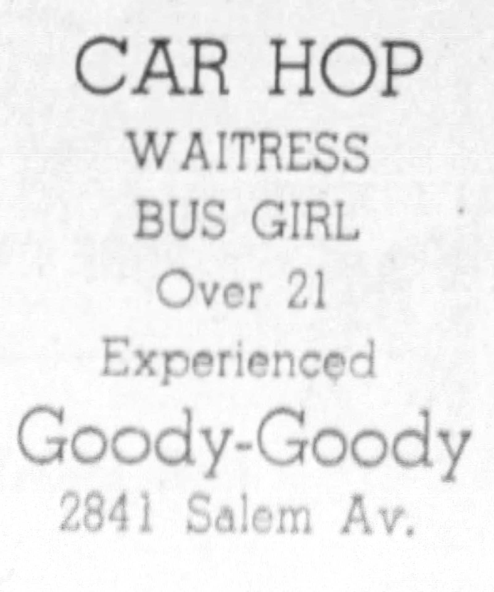 Goody Goody restaurant advertisement from 1948. DAYTON DAILY NEWS ARCHIVES.