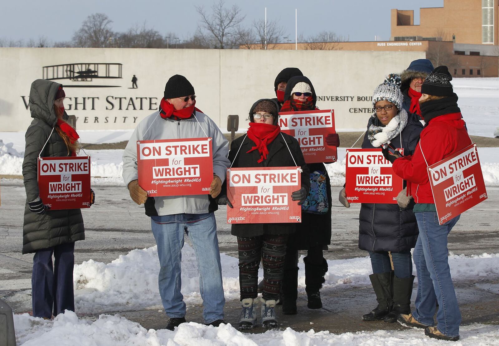 Wright State University’s faculty union went on strike at 8 a.m. on Tuesday. This was the start of the second week of classes for spring semester at Wright State. Despite the strike, all classes are scheduled to continue today. But, some classes may be consolidated, moved online or taught by a substitute, according to the school. President Cheryl Schrader, an engineer, plans to return to the classroom during the strike. TY GREENLEES / STAFF