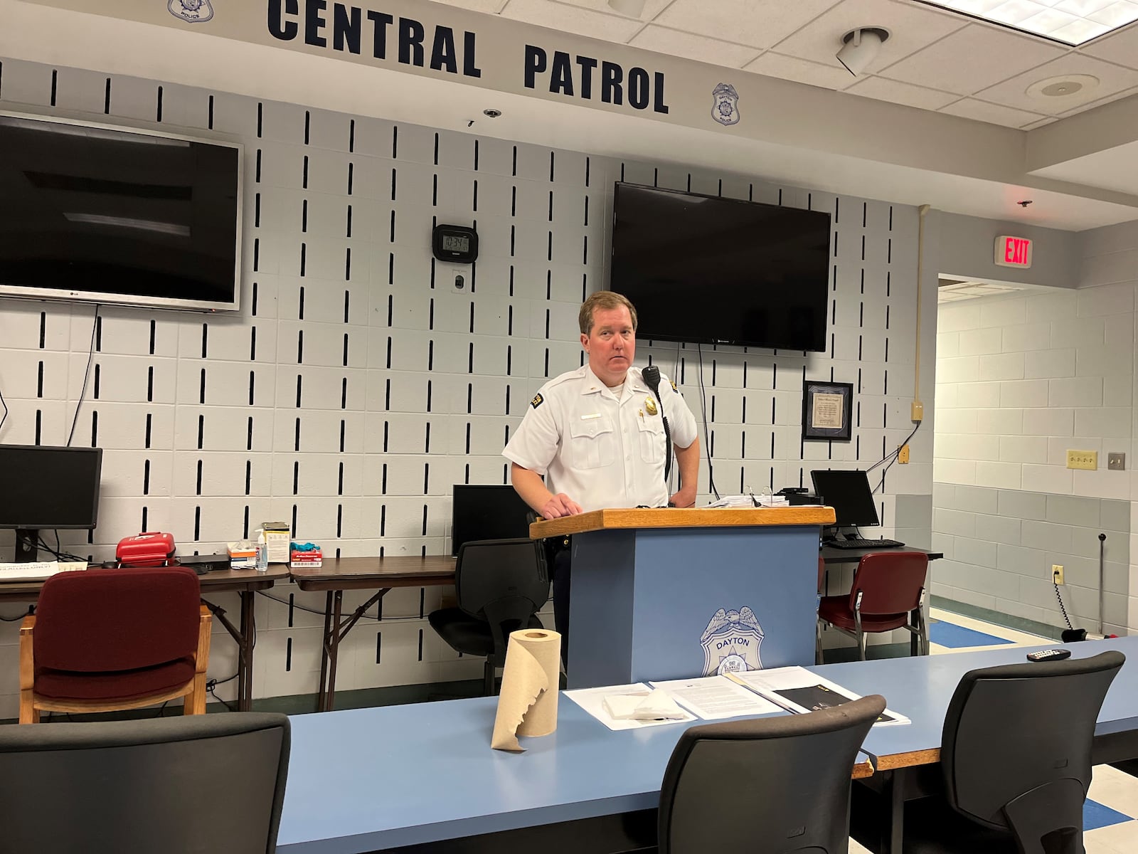 Dayton police Lt. John Riegel discusses the department's planned juvenile curfew sweep, which will take place Friday night. CORNELIUS FROLIK / STAFF