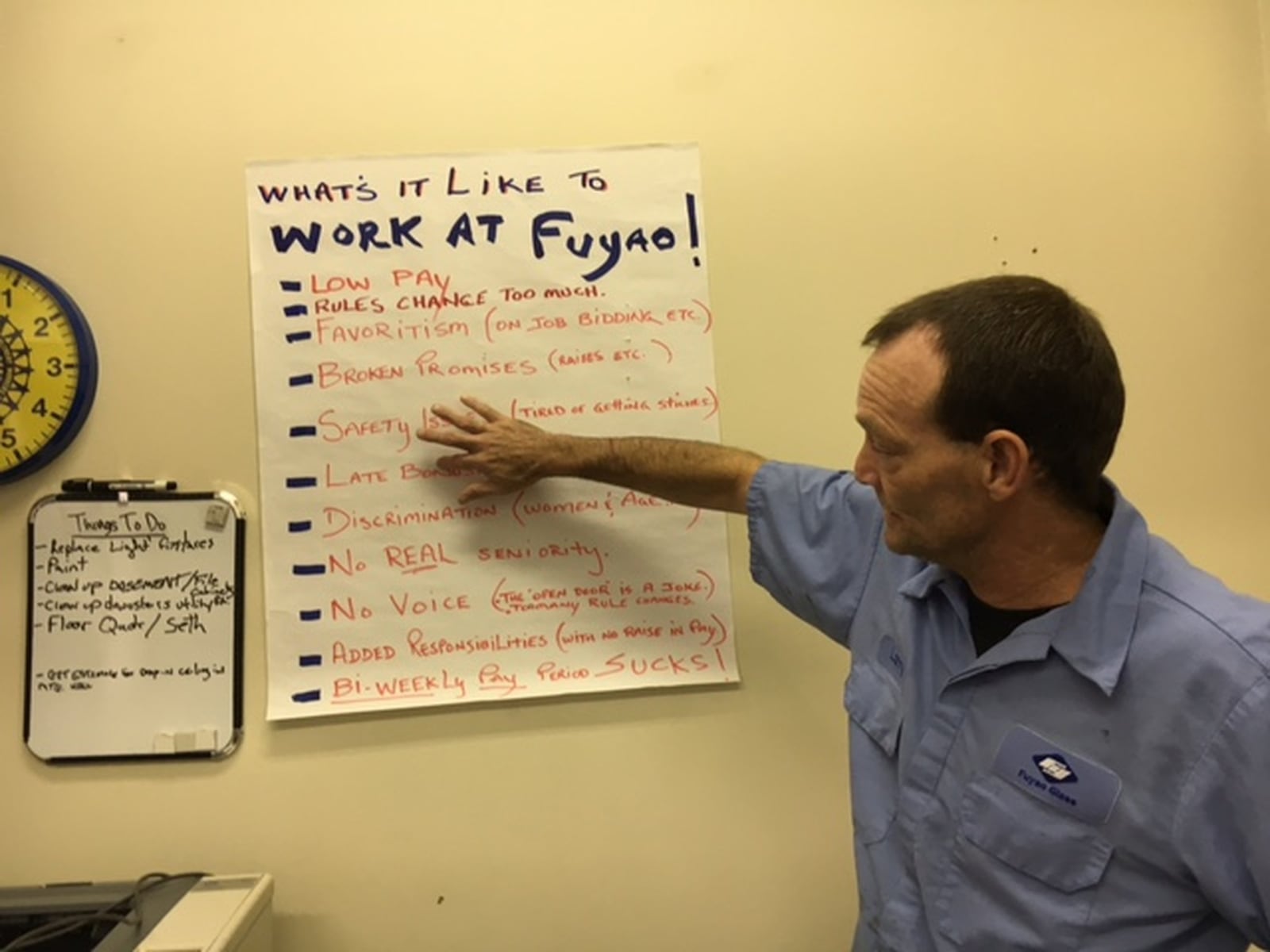 Larry Yates, 49, a furnace operator at Fuyao Glass America, says safety at the Moraine plant is his primary concern. THOMAS GNAU/STAFF