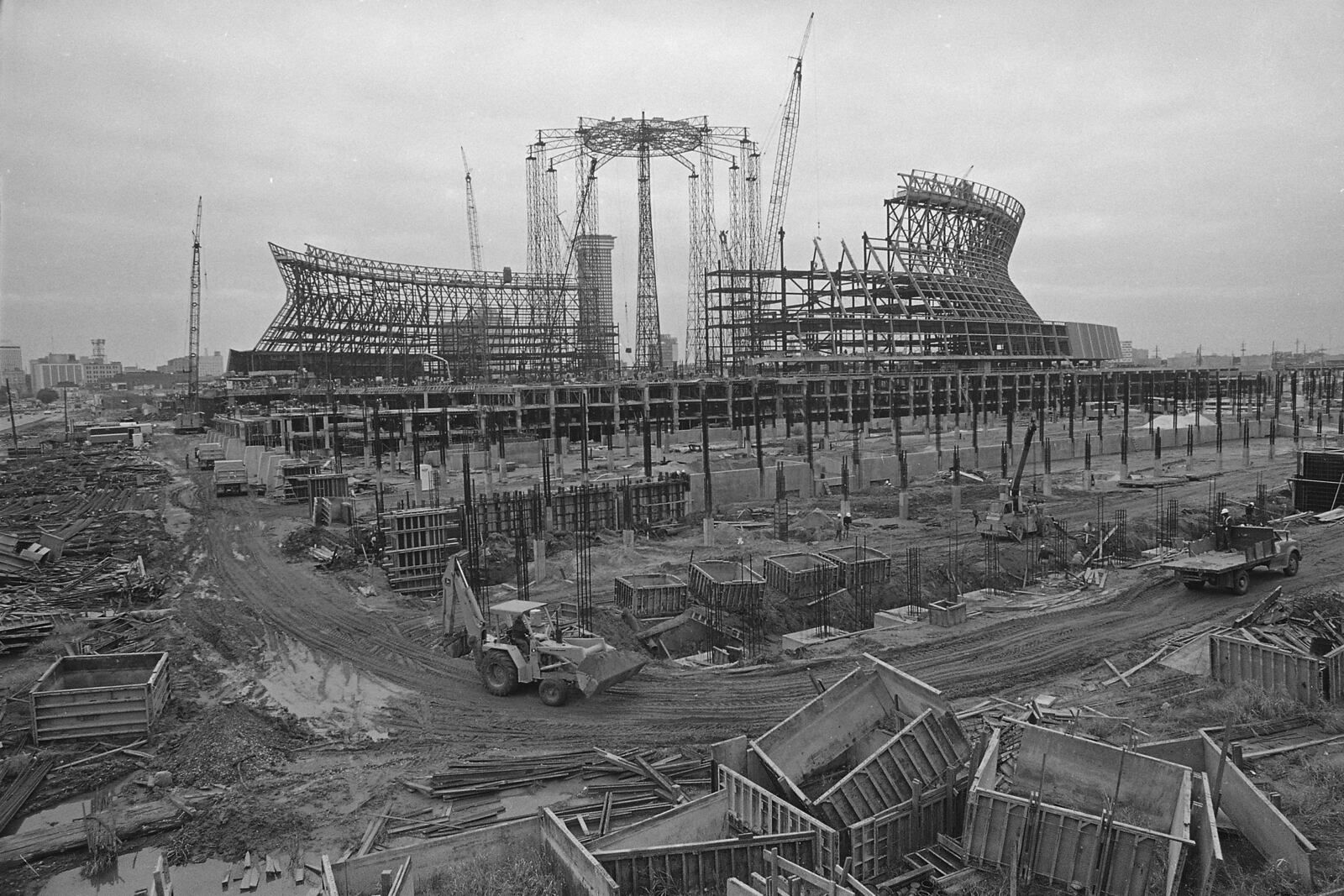 FILE - Louisiana's $129.5 million Super Dome under construction in New Orleans, Nov. 30, 1972. (AP Photo, File)