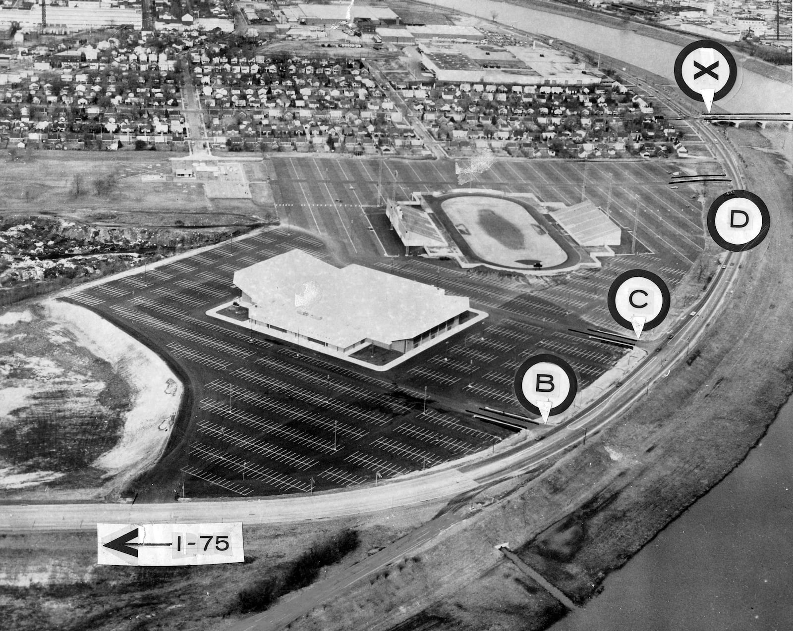 Febraury 18, 1970 map of UD Arena.  DAYTON DAILY NEWS ARCHIVE