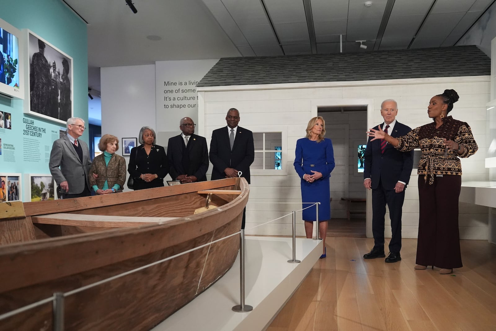 President Joe Biden and first lady Jill Biden tour the International African American Museum in Charleston, S.C., Sunday, Jan. 19, 2025, with Dr. Tanya Matthews, President & CEO, International African American Museum and others. (AP Photo/Stephanie Scarbrough)