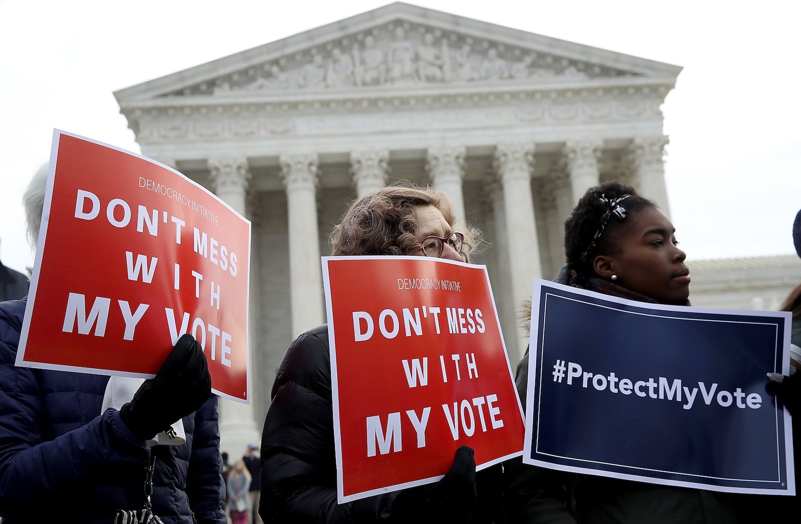 Oral argument in the Ohio voter purge case brought out protesters in January.