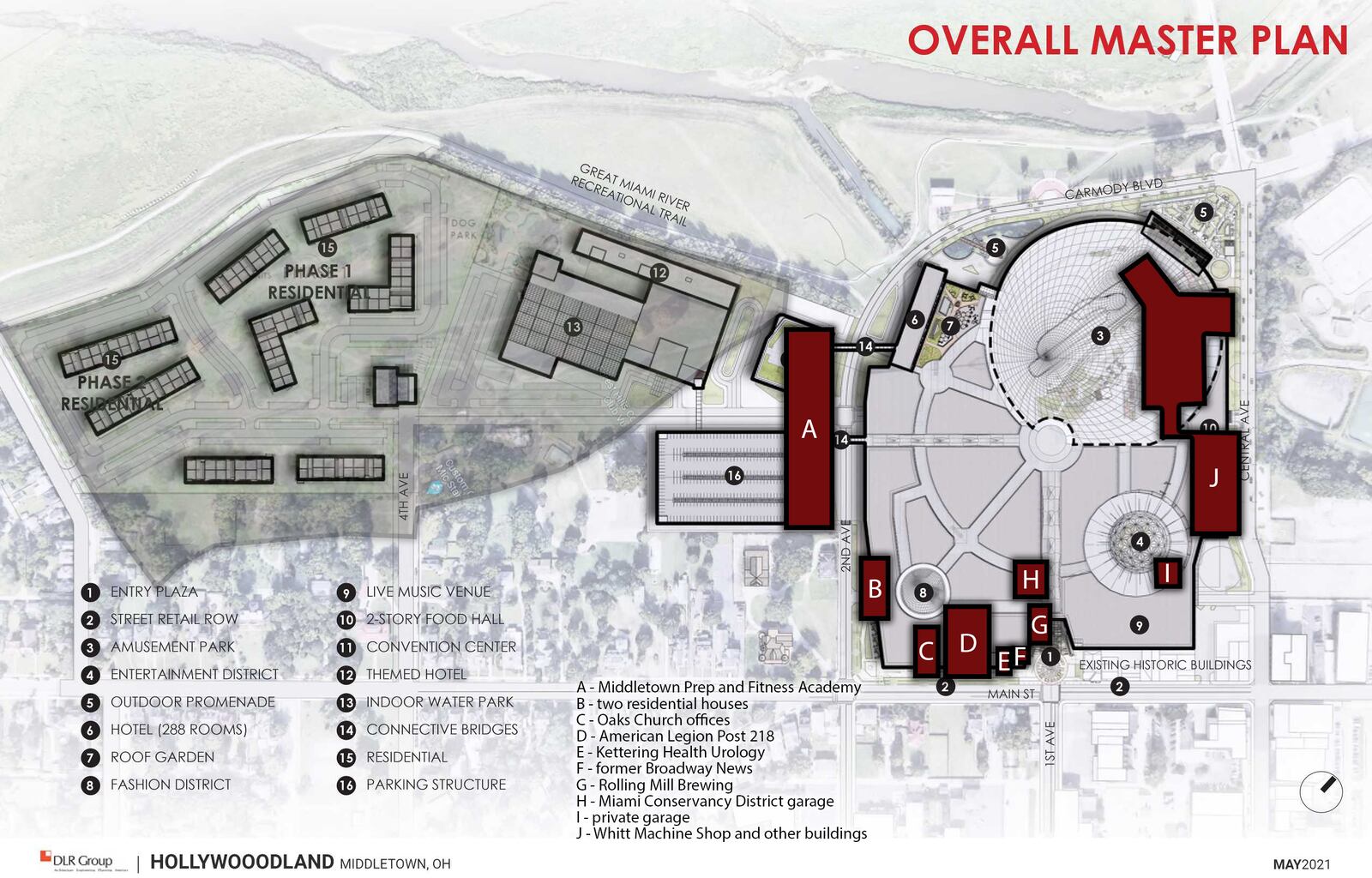 "Hollywoodland" development plan in Middletown compared to what is in those locations now.