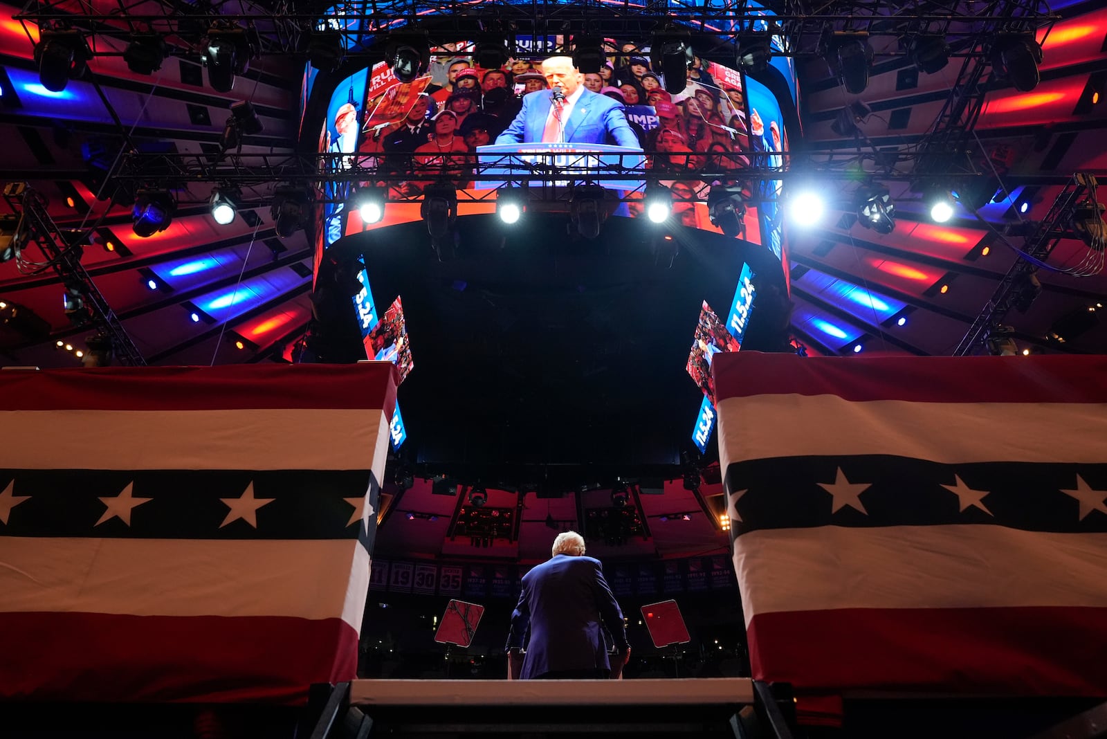 Republican presidential nominee former President Donald Trump speaks at a campaign rally at Madison Square Garden, Sunday, Oct. 27, 2024, in New York. (AP Photo/Alex Brandon)