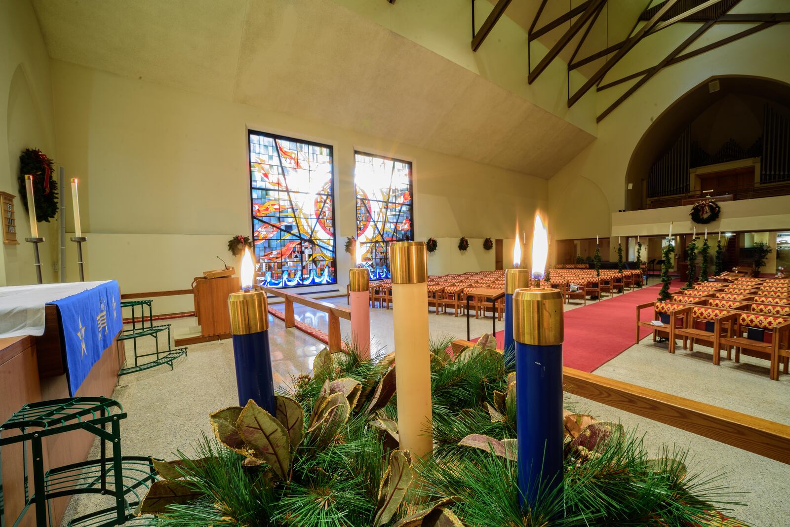 Christ Episcopal Church, located at 20 W. First St. in downtown Dayton and home of The Waffle Shop fundraiser which celebrated its 90th anniversary, was built in 1871 and is currently decorated for the Christmas season. TOM GILLIAM / CONTRIBUTING PHOTOGRAPHER