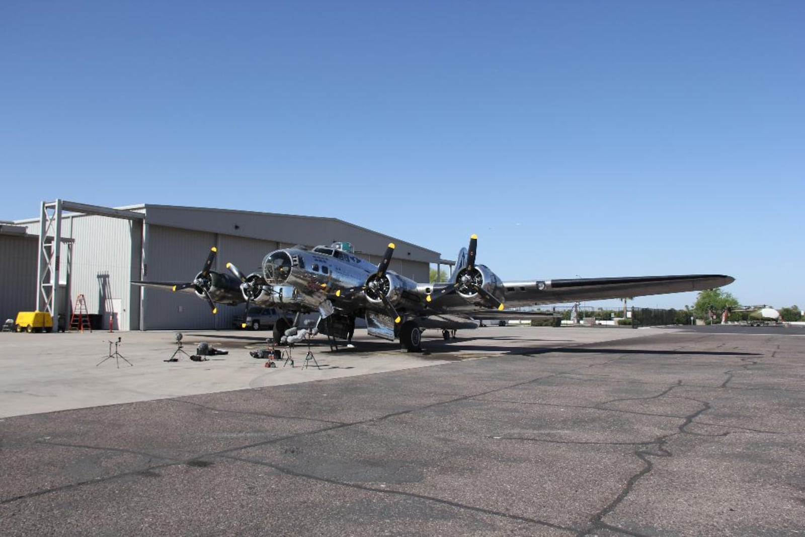 Photo of B-17 "Sentimental Journey" at the Commemorative Air Force Museum in Mesa, Arizona, flown for sound recordings in post-production of "Masters of the Air" in April 2022. CONTRIBUTED