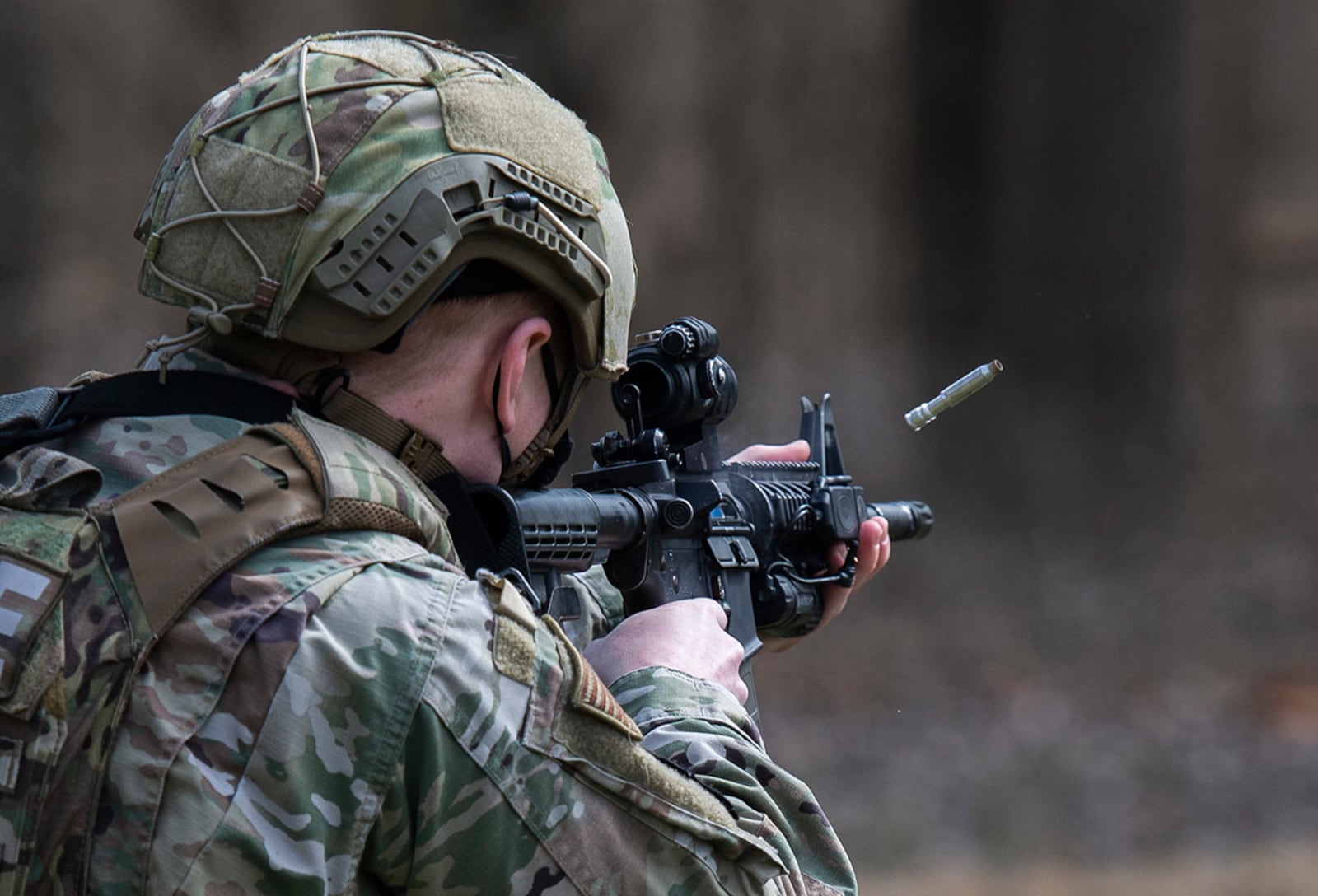 An 88th Security Forces Squadron Airman secures a room during an active-shooter exercise Feb. 24 at Wright-Patterson Air Force Base. Readiness exercises are routinely held to streamline unit cohesion when responding to emergencies. U.S. AIR FORCE PHOTO/WESLEY FARNSWORTH