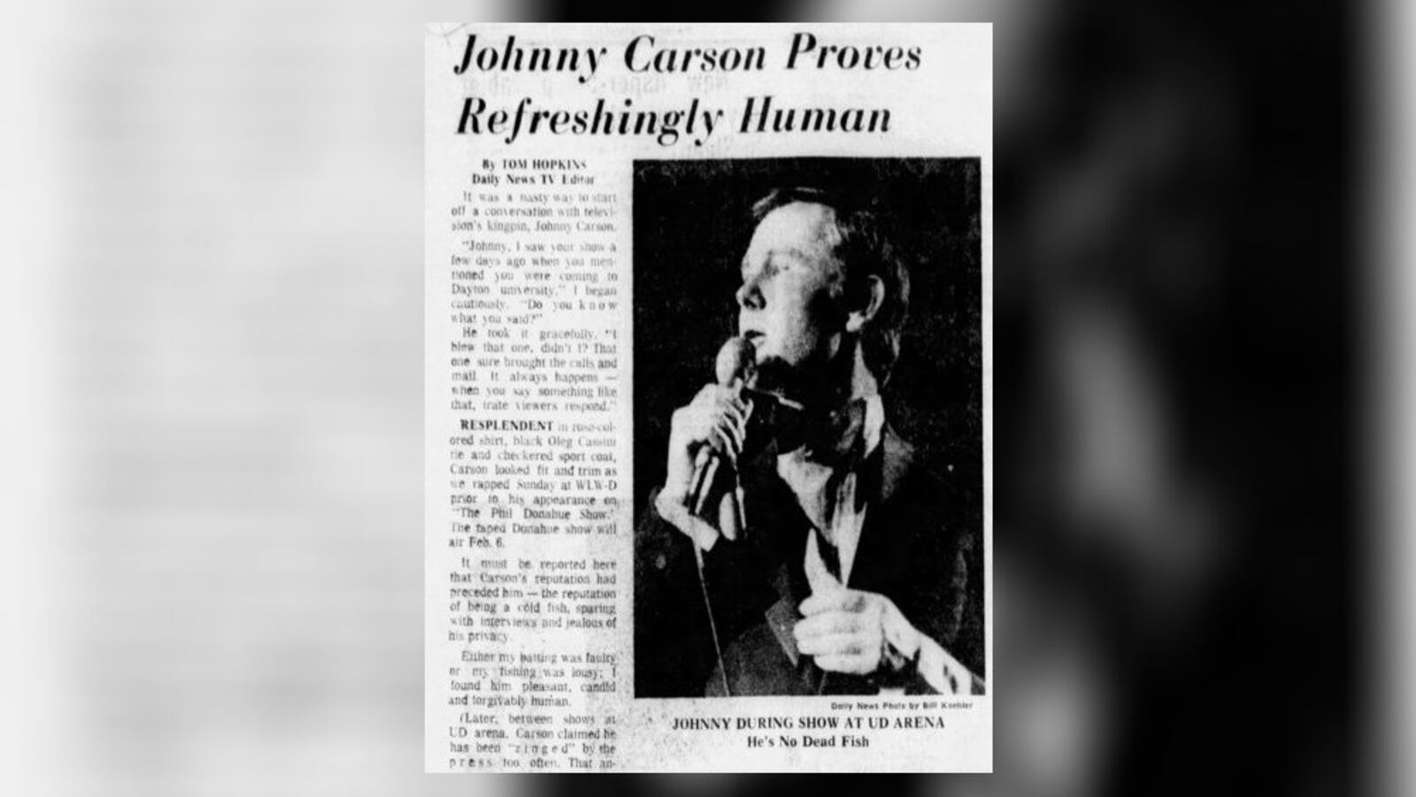 Jan. 19, 1970 - Johnny Carson proves refreshingly human, performs two shows at UD Arena. DAYTON DAILY NEWS ARCHIVES.