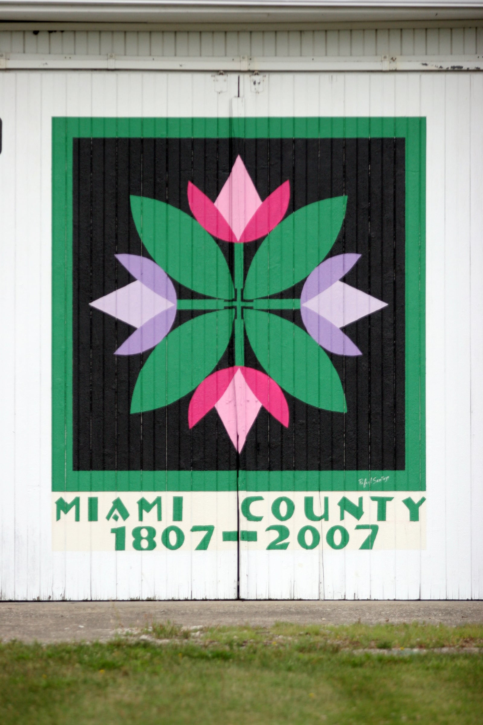 Miami County Visitors and Convention Bureau has been coordinating a project of painting quilts on barns across Miami County as an effort to attract tourism. This one is at 1660 troy Sidney Road is titled: "Crocus Wreath". Photo by Jim Witmer