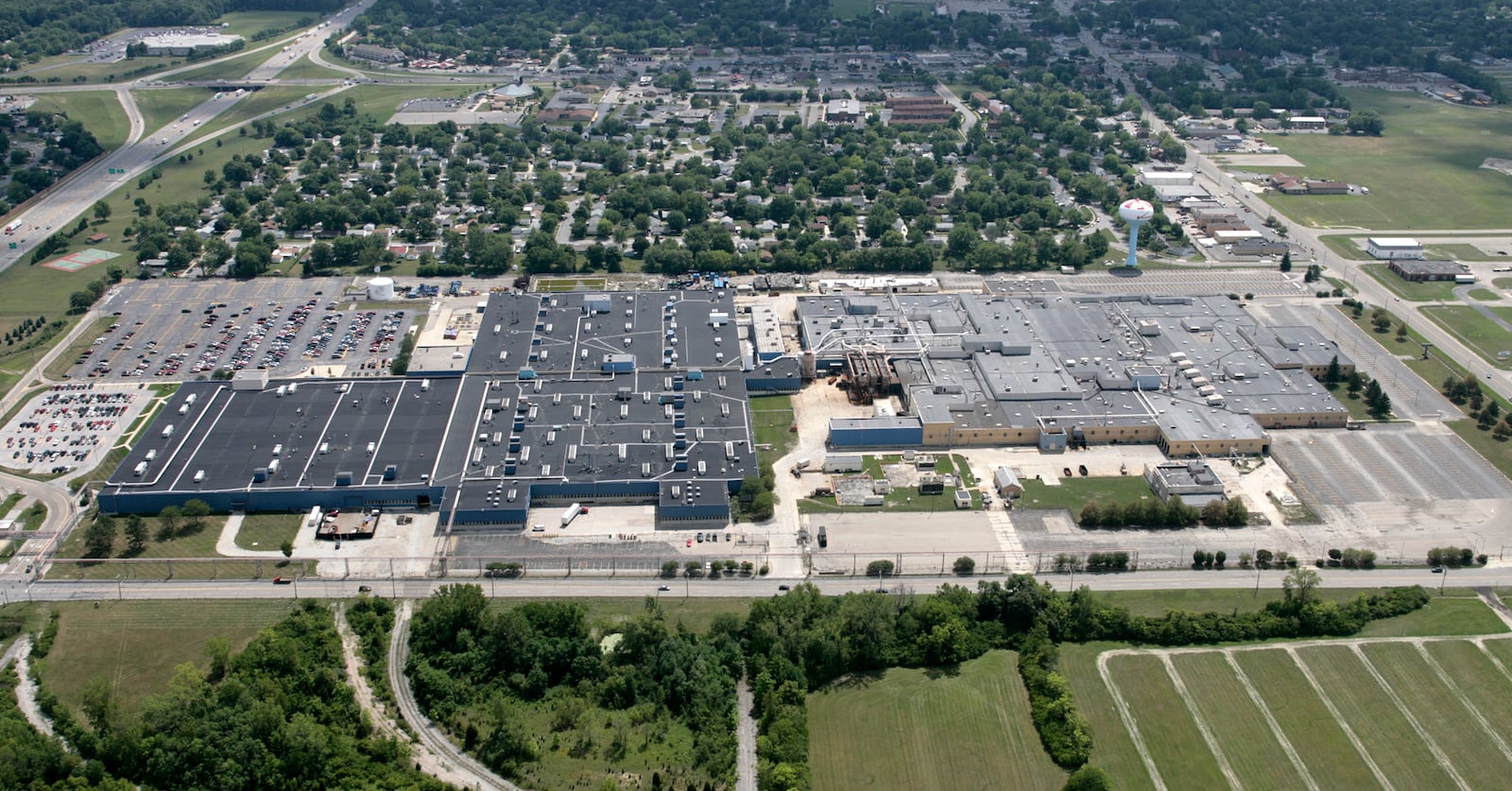 An aerial view of the former Delphi plant off Northwoods Boulevard in Vandalia in August 2015. Ty Greenlees/DDN