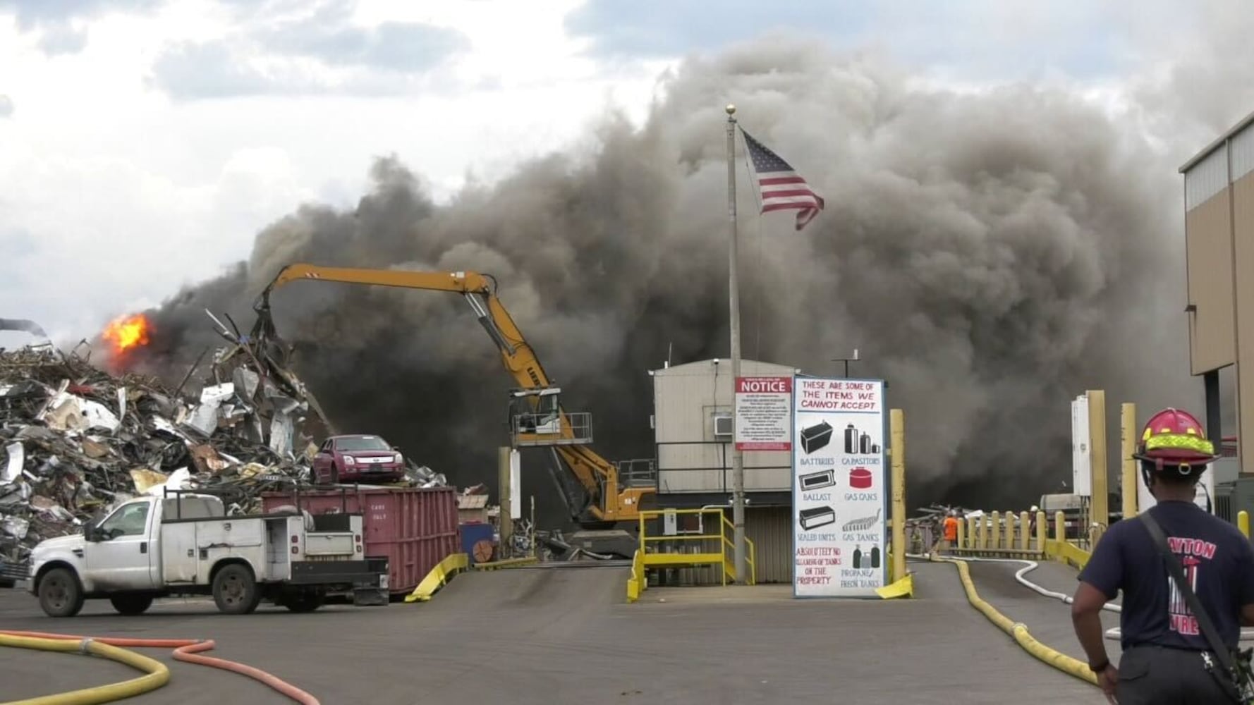 Dayton scrap pile fire