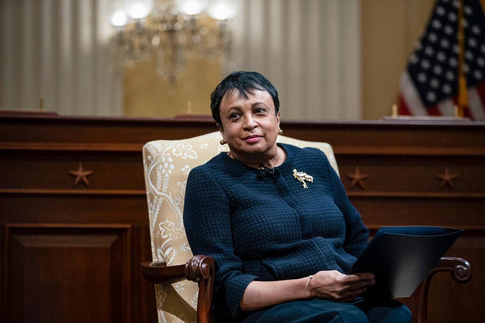 Librarian of Congress Carla Hayden speaks during a discussion with historians Doris Kearns Goodwin and Jon Meacham on Capitol Hill in Washington, Thursday, Jan. 6, 2022, on how "to establish and preserve the narrative of January 6th." The event marked the first anniversary of the U.S. Capitol insurrection, the violent attack by Trump supporters that has fundamentally changed the Congress and raised global concerns about the future of American democracy. (Al Drago/The New York Times via AP, Pool)