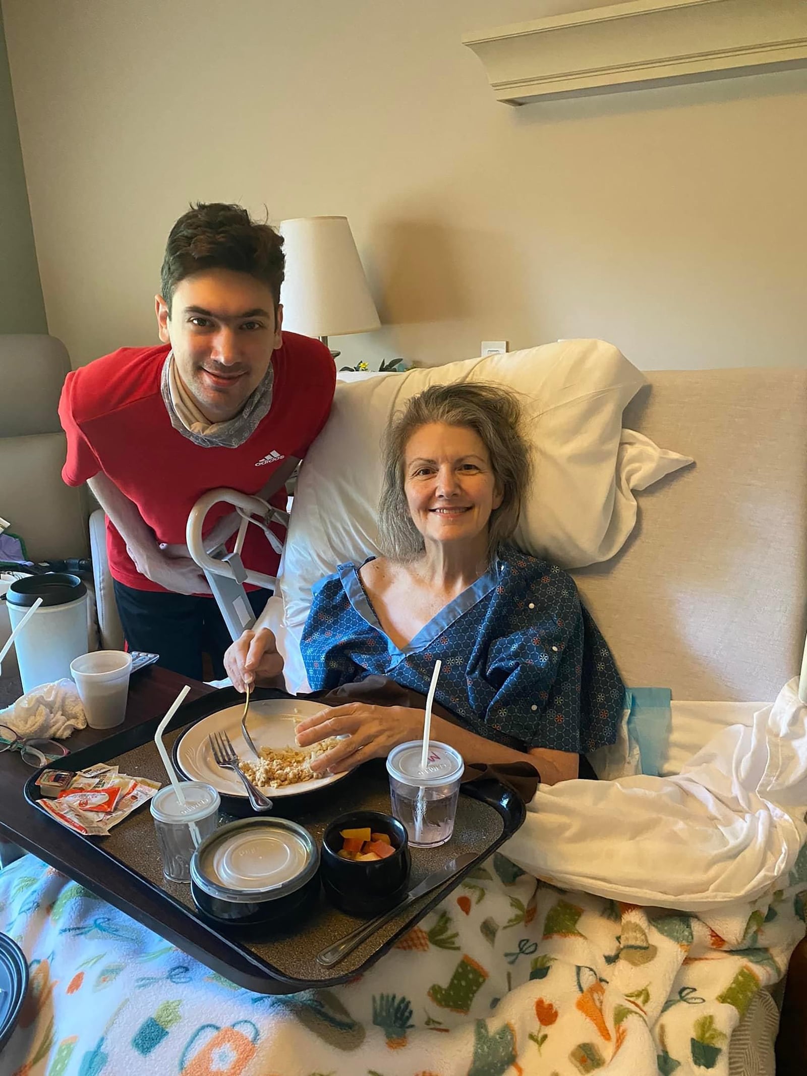 Terri recovering at the rehabilitation center with her son Curtis. Curtis, who is autistic, is very close to his mother, who has always been his primary caretaker. CONTRIBUTED